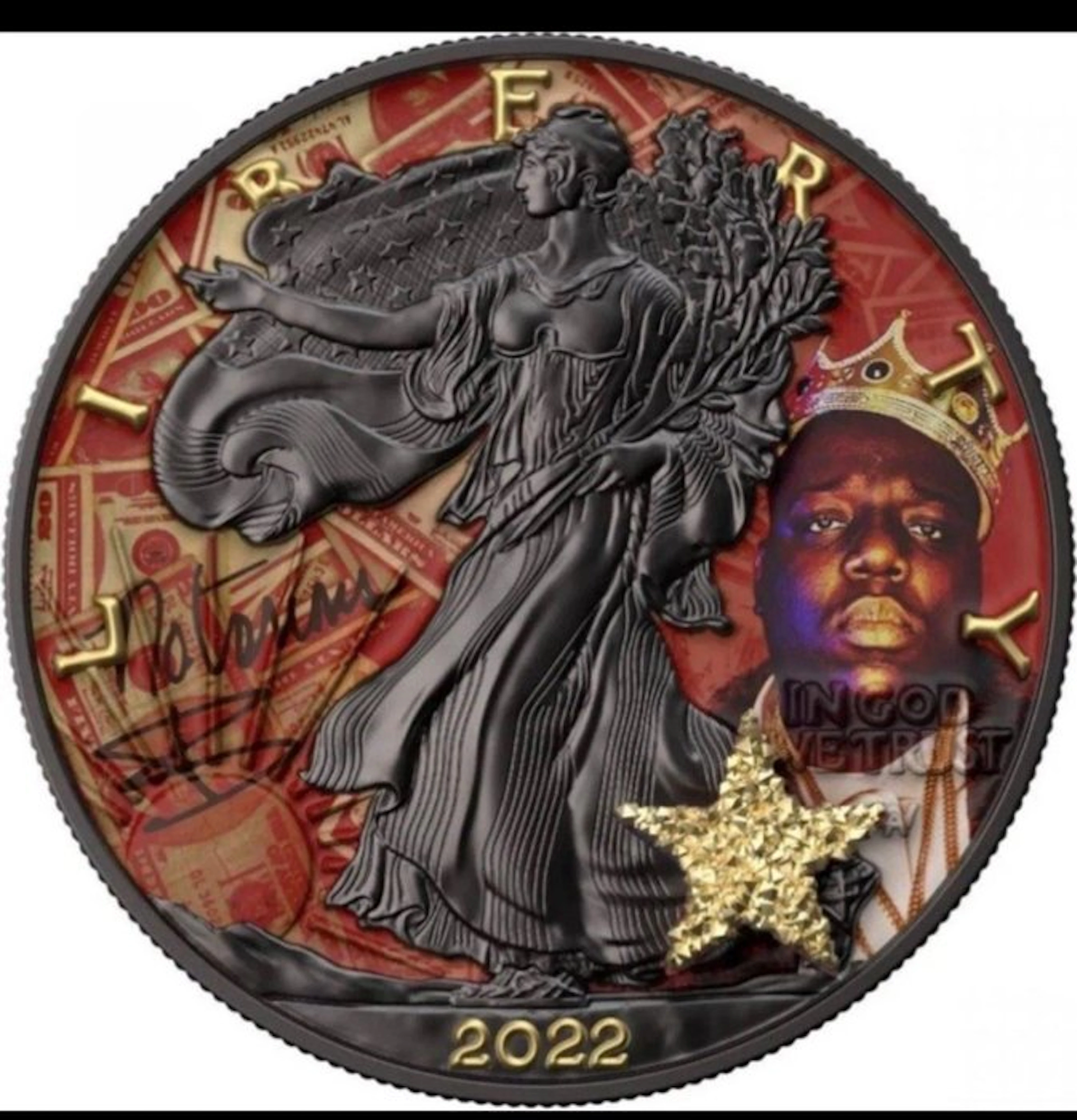United States. 1 Dollar 2022 BIGGIE Silver Eagle 1 Oz (.999) mit CoA und BOX