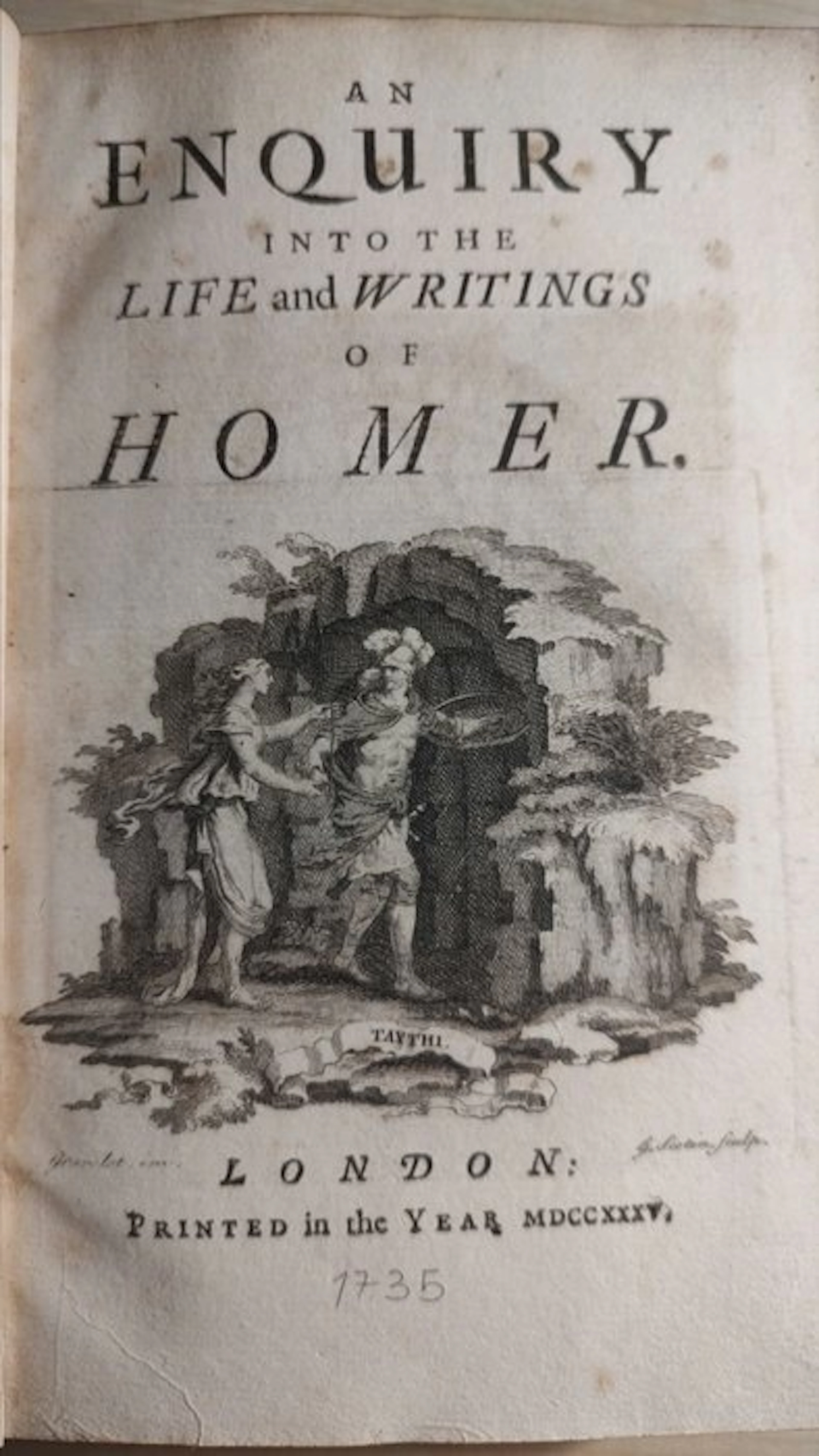 Blackwell, Thomas - An Enquiry into the Life and Writings of Homer - 1735-1735