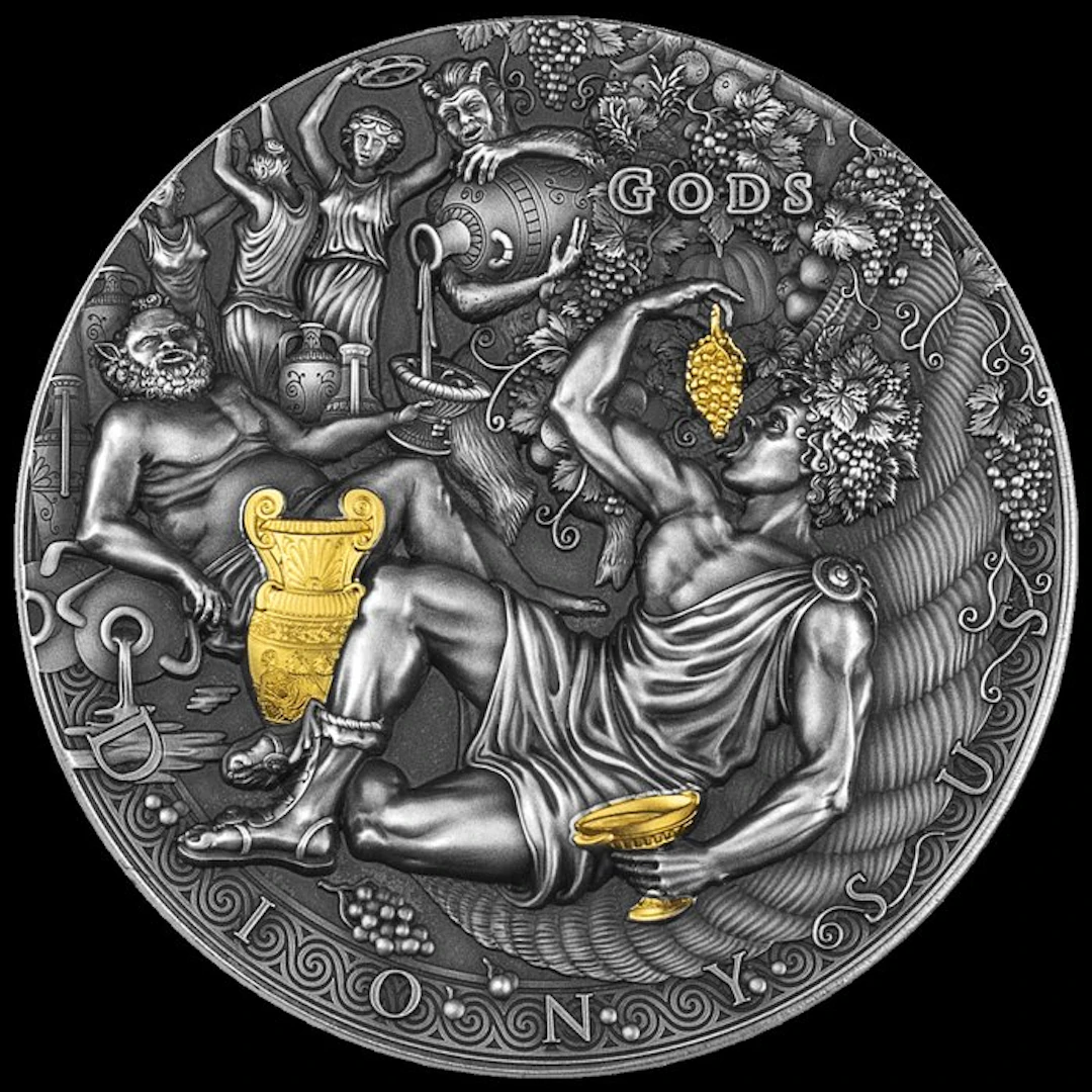 Niue. 2 Dollars 2022 Dionysus Gods 2 Oz, (.999)