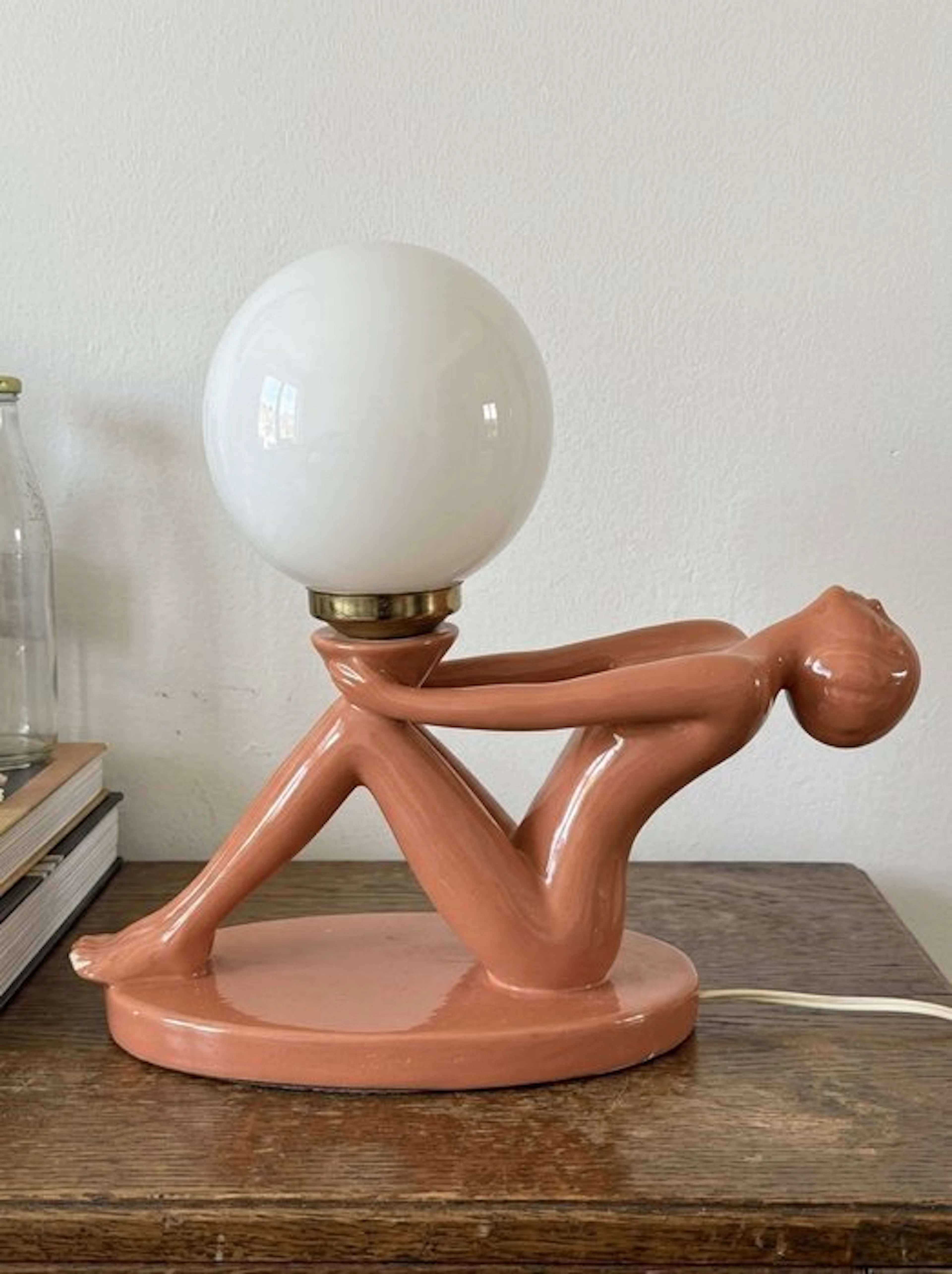 Lampe de Table italienne Sculpturale au Nu Féminin en...