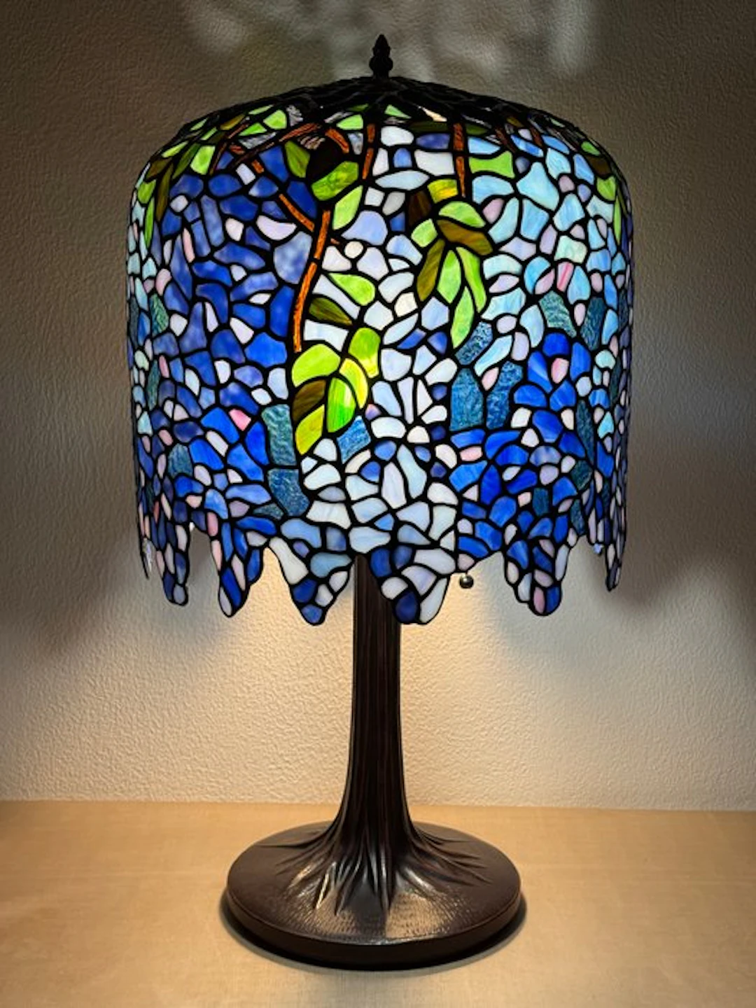 XXL Tiffany stijl tafellamp BLUE WISTERIA lamp met 2...