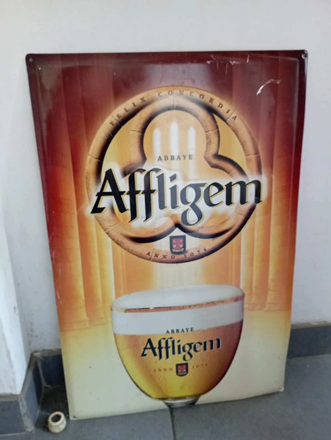 Affligem beer advertising plaque - Bière affligem - Enamel plate - Metal