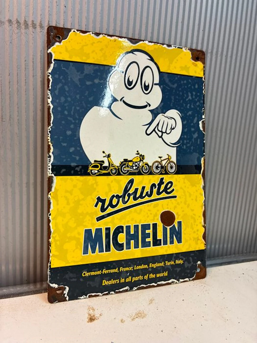 Michelin Bibendum – Vintage Reclamebord - Enamel sign - Enamel