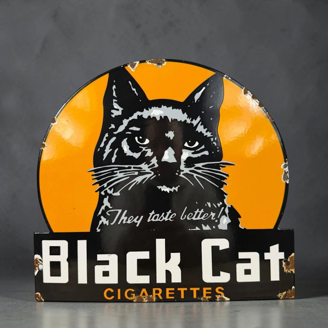 Cigarettes Black Cat - Enamel plate - Enamel