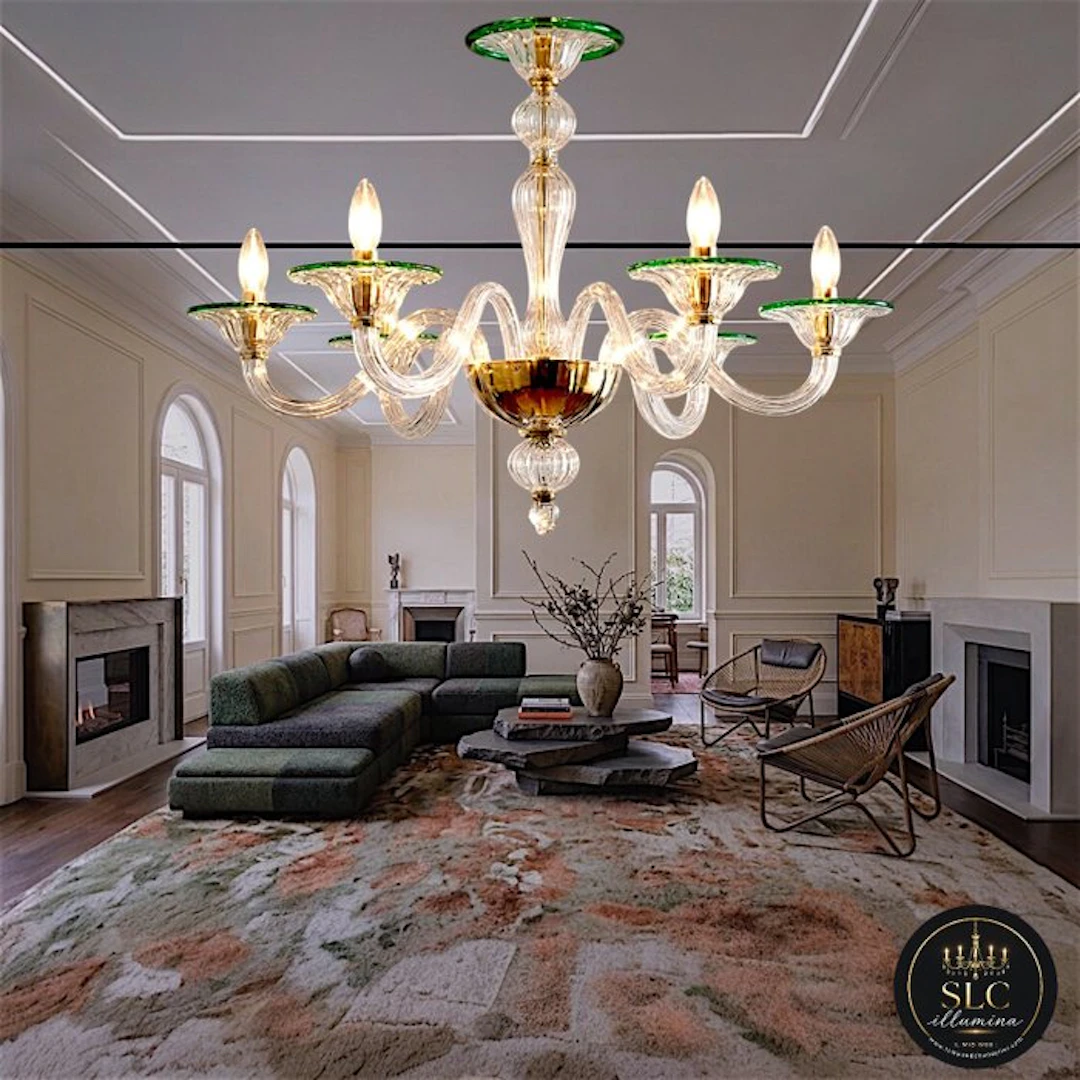 SLC Illumina - MG - Chandelier - Crystal - Mur6L green borders