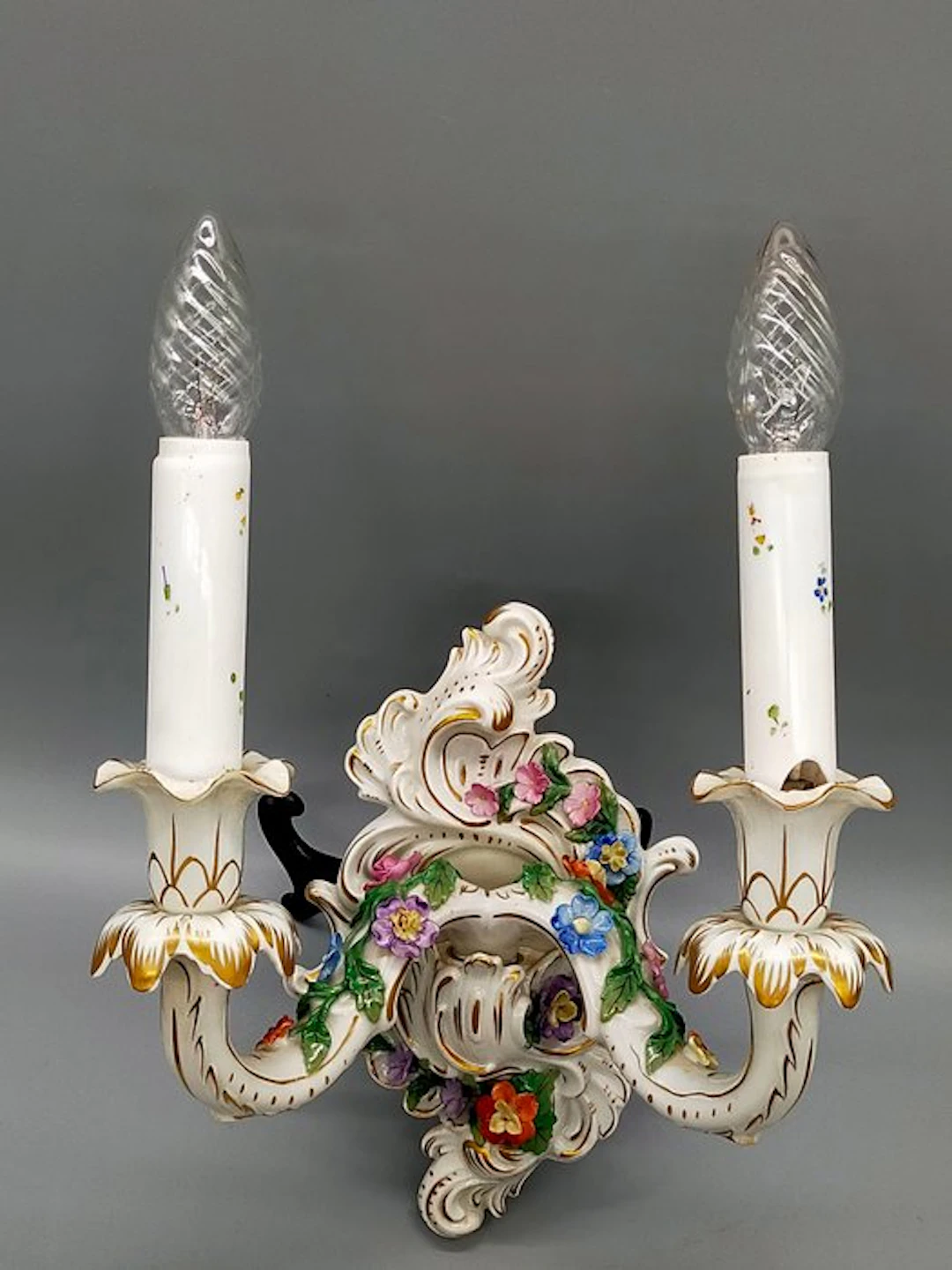 Dresden Porzellan Wandapplike – 2-flammige Wandleuchte - Wall lamp - Porcelain