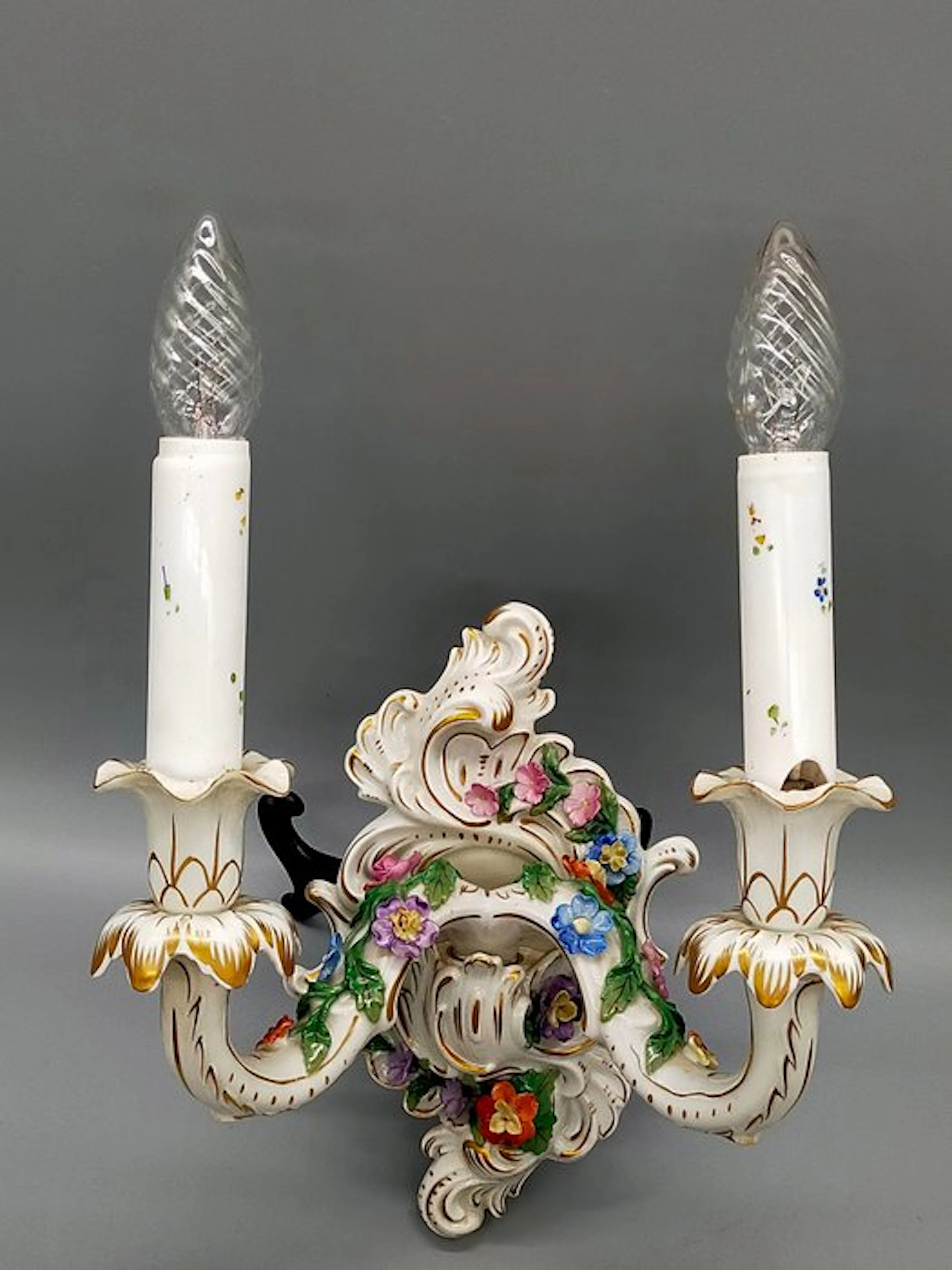 Dresden Porzellan Wandapplike – 2-flammige Wandleuchte - Wall lamp - Porcelain