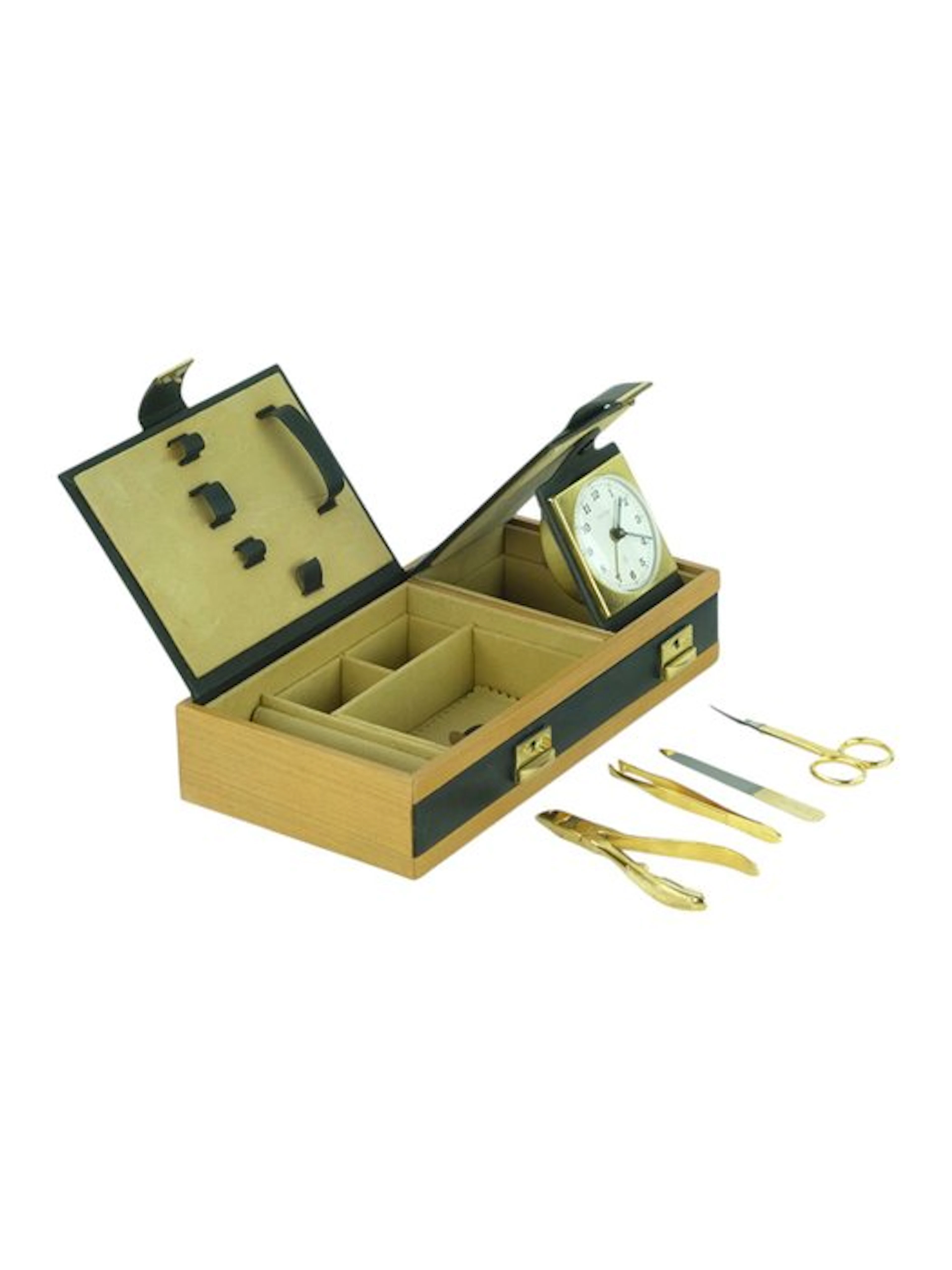 Vanity travel set - Leather, Wood, Metal - Solingen