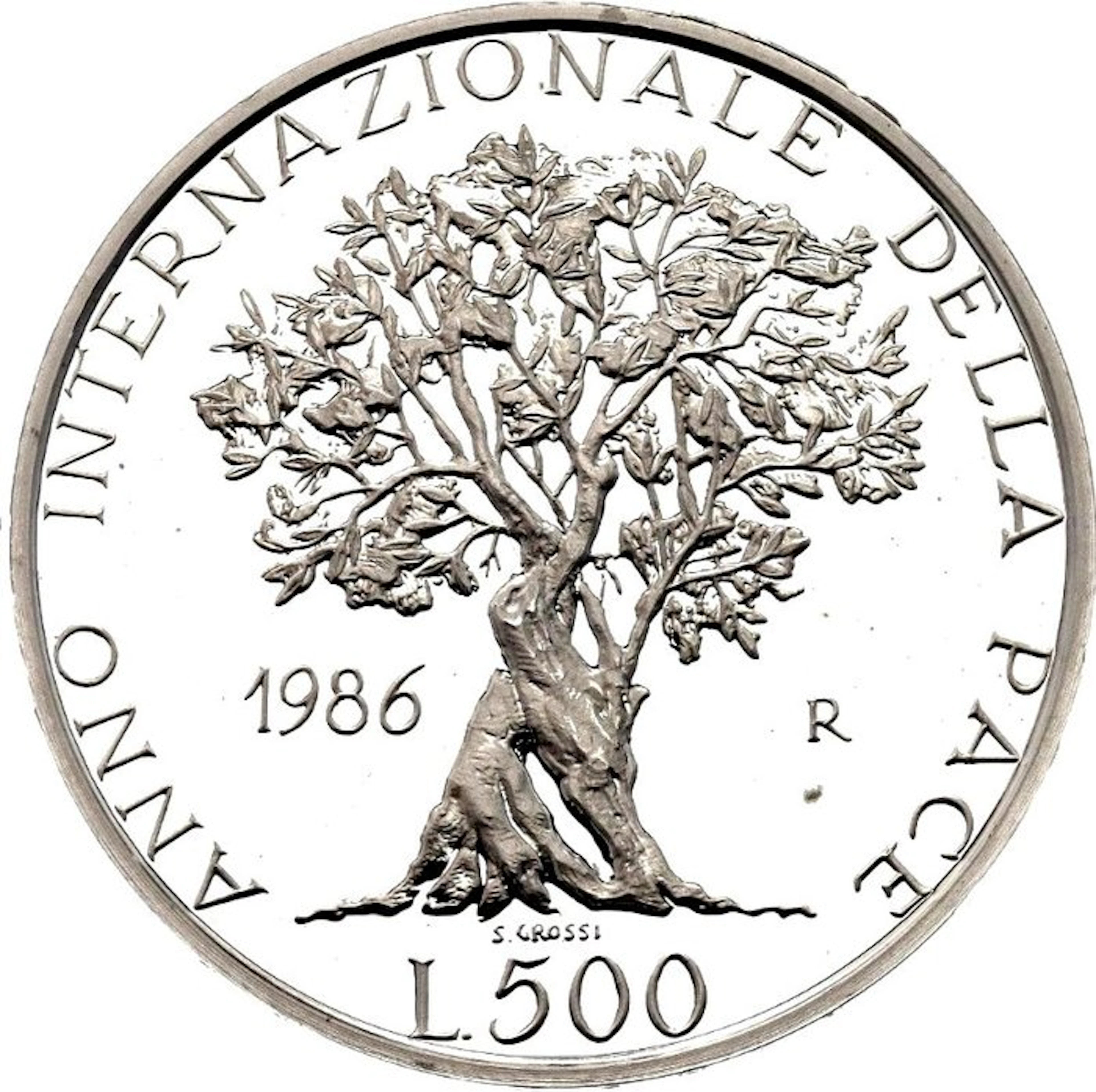 Italy. 500 Lire 1986 "International Year of Peace " PROOF...