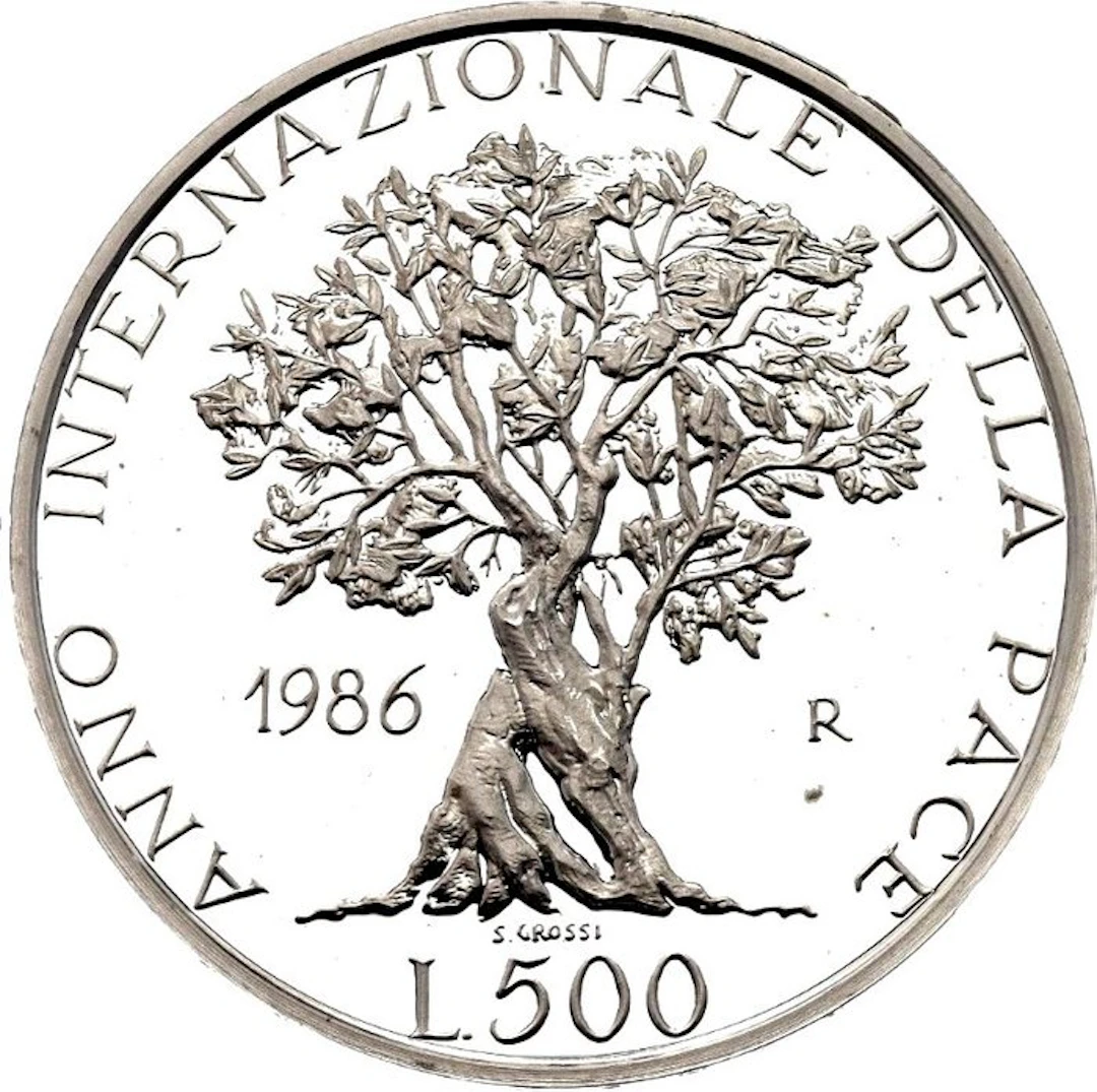 Italy. 500 Lire 1986 "International Year of Peace " PROOF...