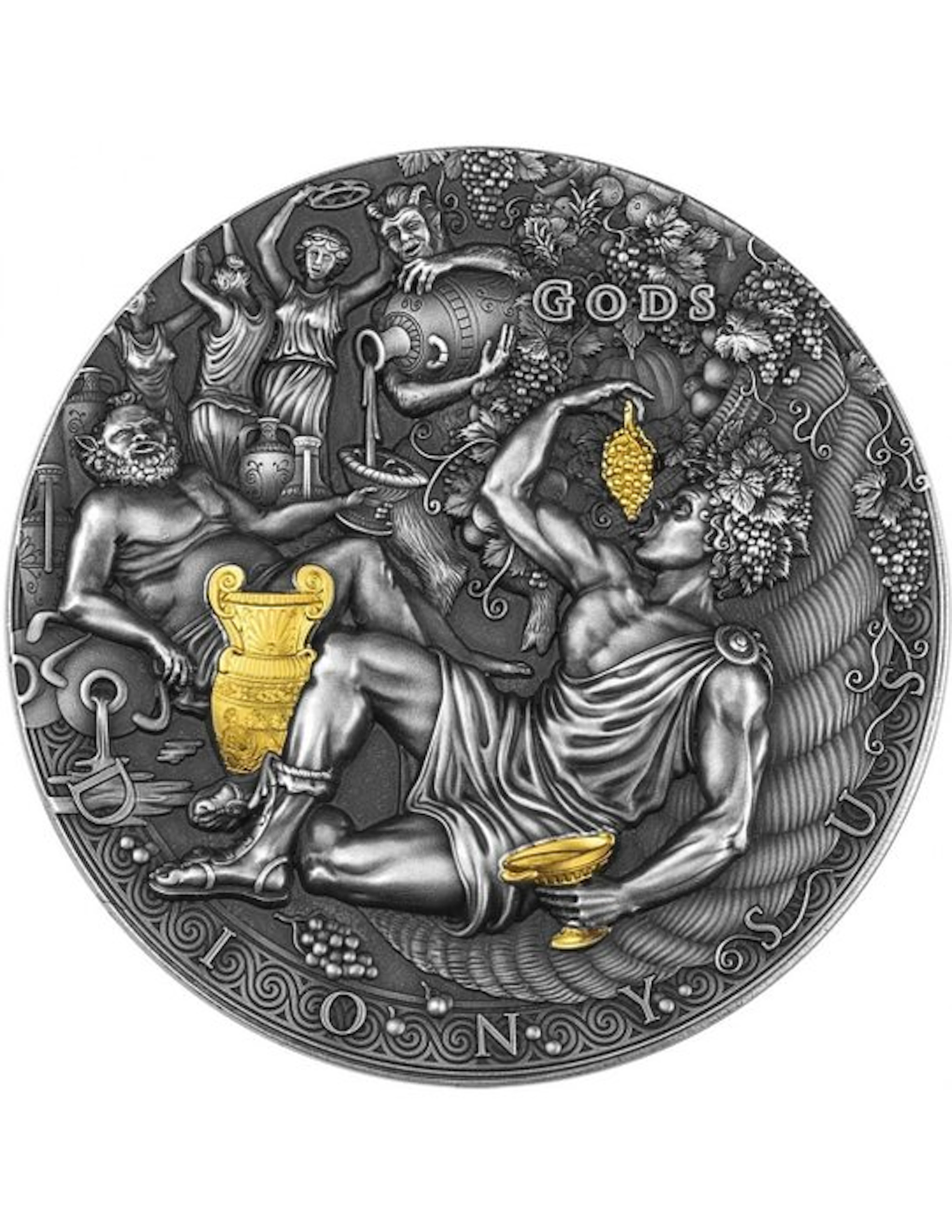 Niue. 2 Dollars 2023 Dionysus Gods, 2 Oz (.999)