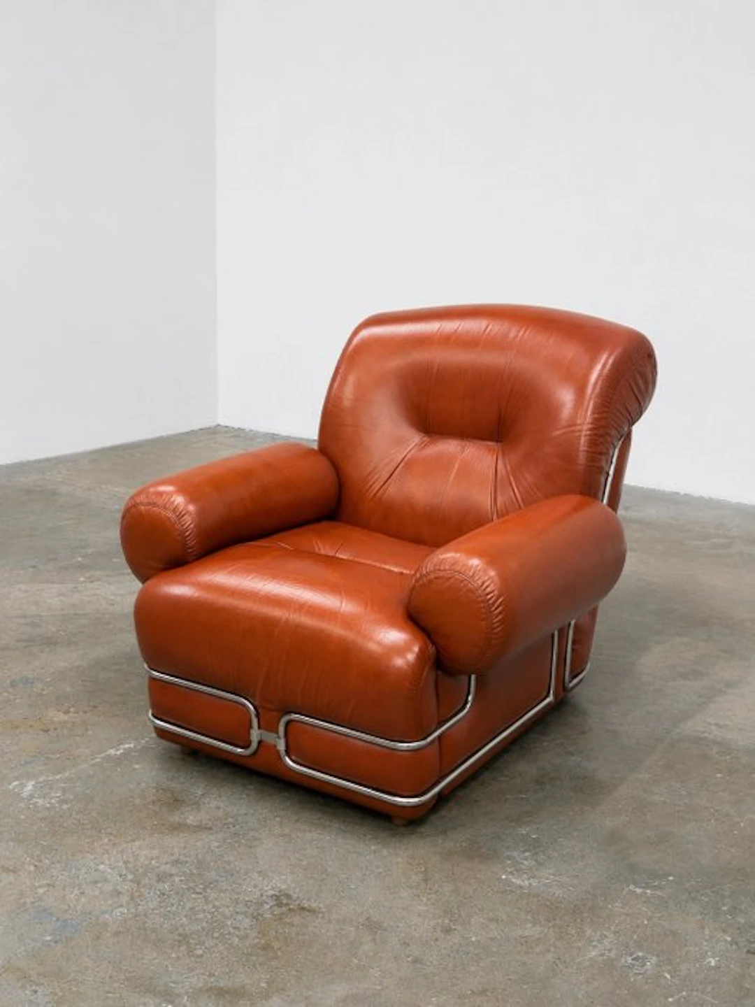 Armchair - Leather, Steel - Space Age / Mid-Century