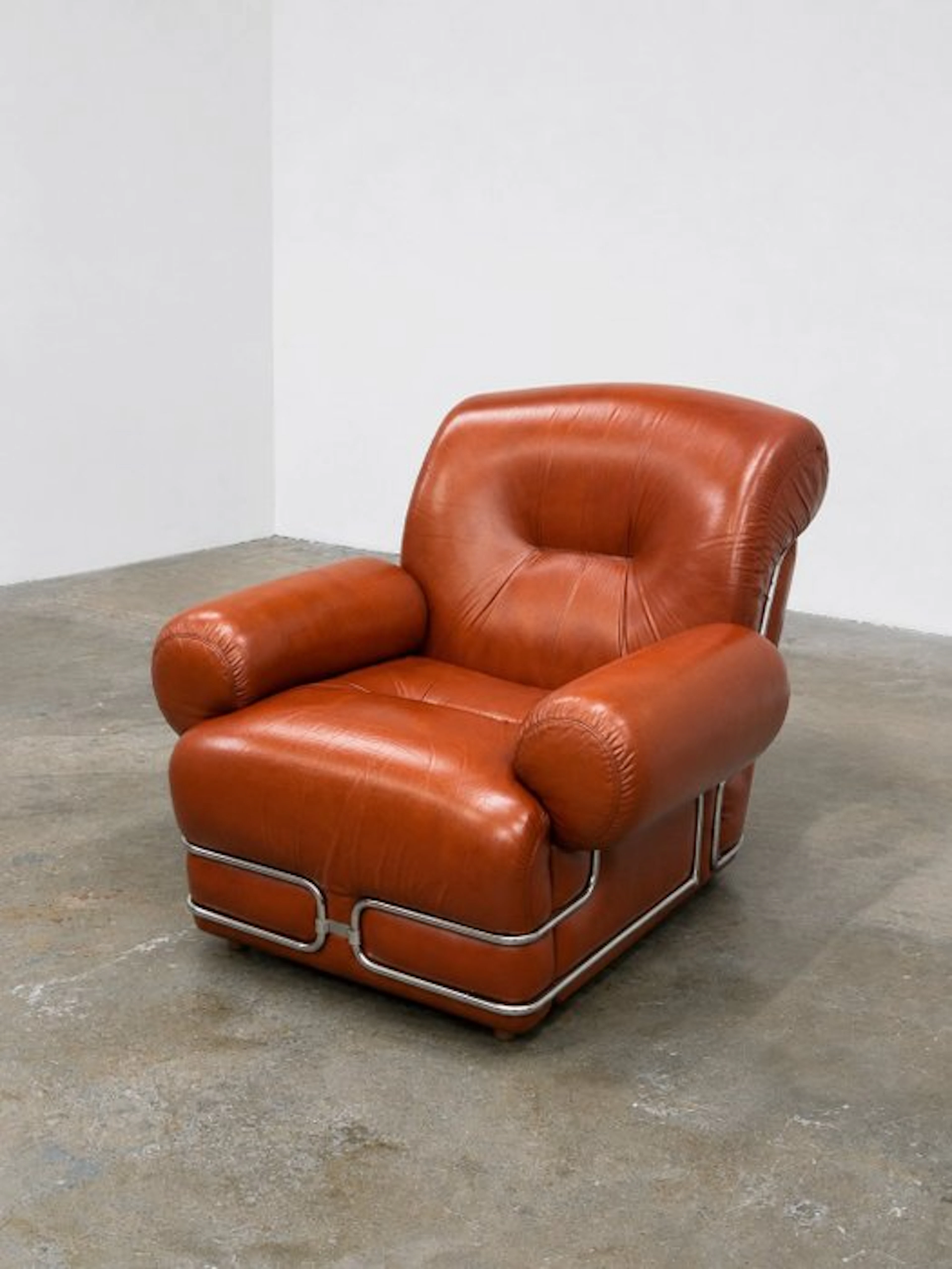 Armchair - Leather, Steel - Space Age / Mid-Century