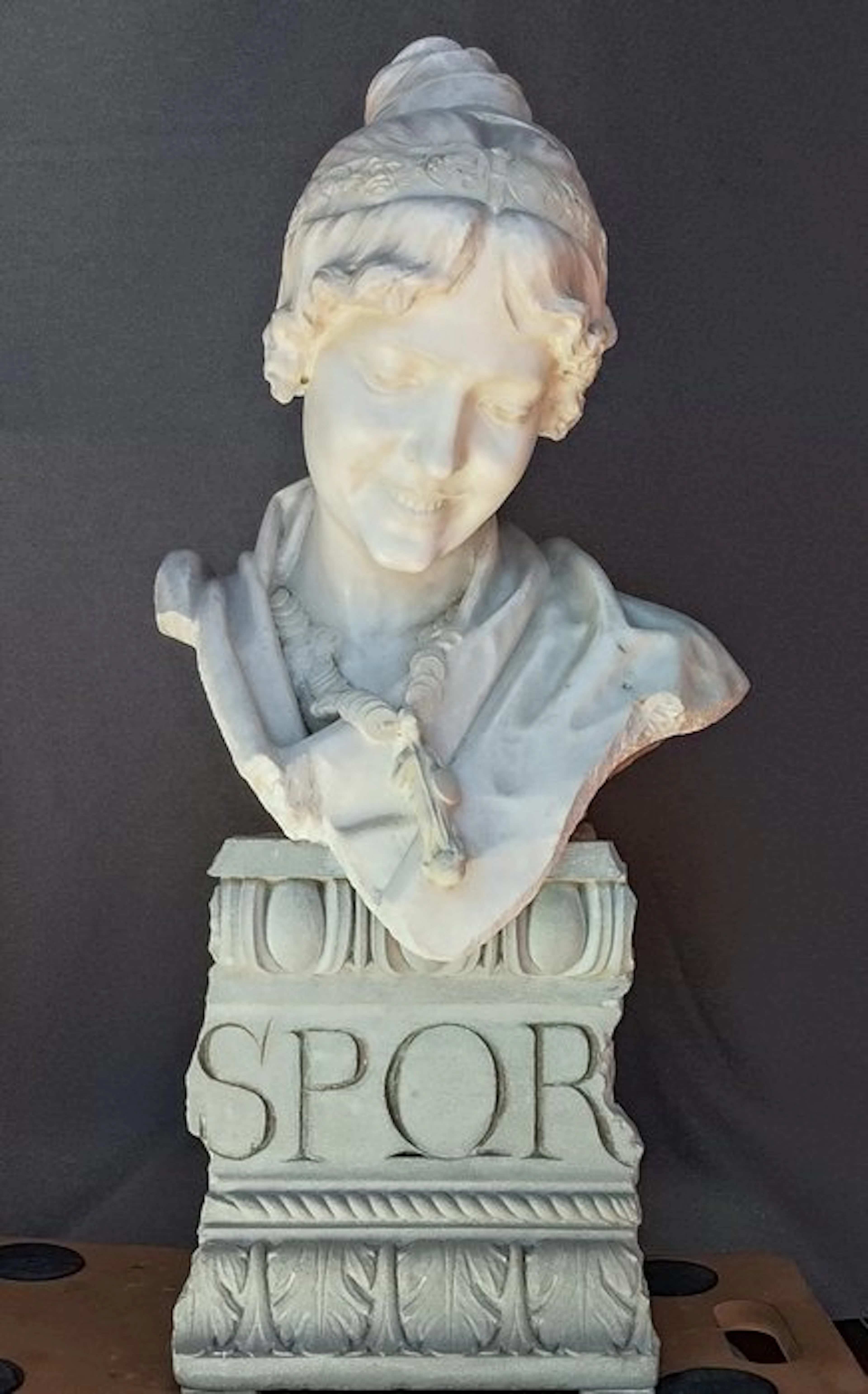 Sculpture, SPQR - 74 cm - Marble