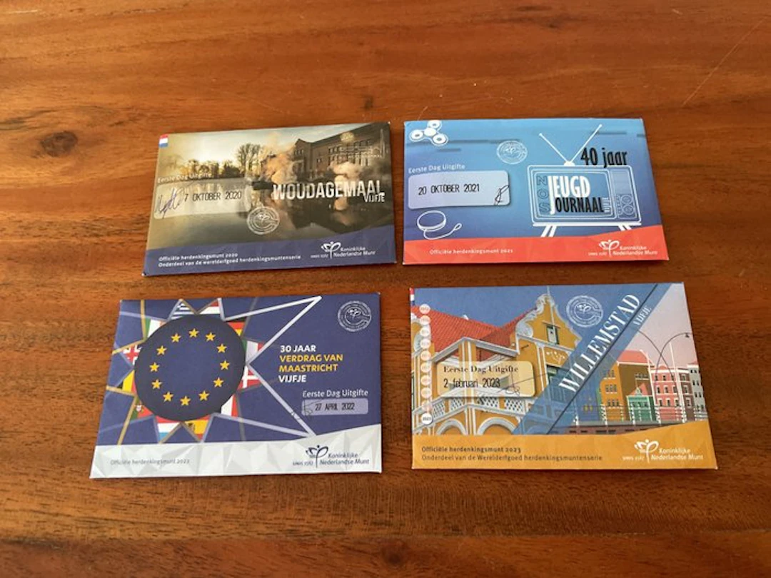 Netherlands. 5 Euro 2020/2024 "Eerste Dag Uitgifte" (4 stuks) (No