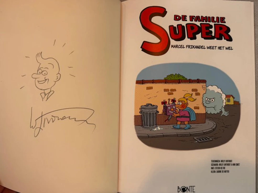 De Familie Super 1 & 2 - 2 opdrachttekeningen - 2 Album - First edition