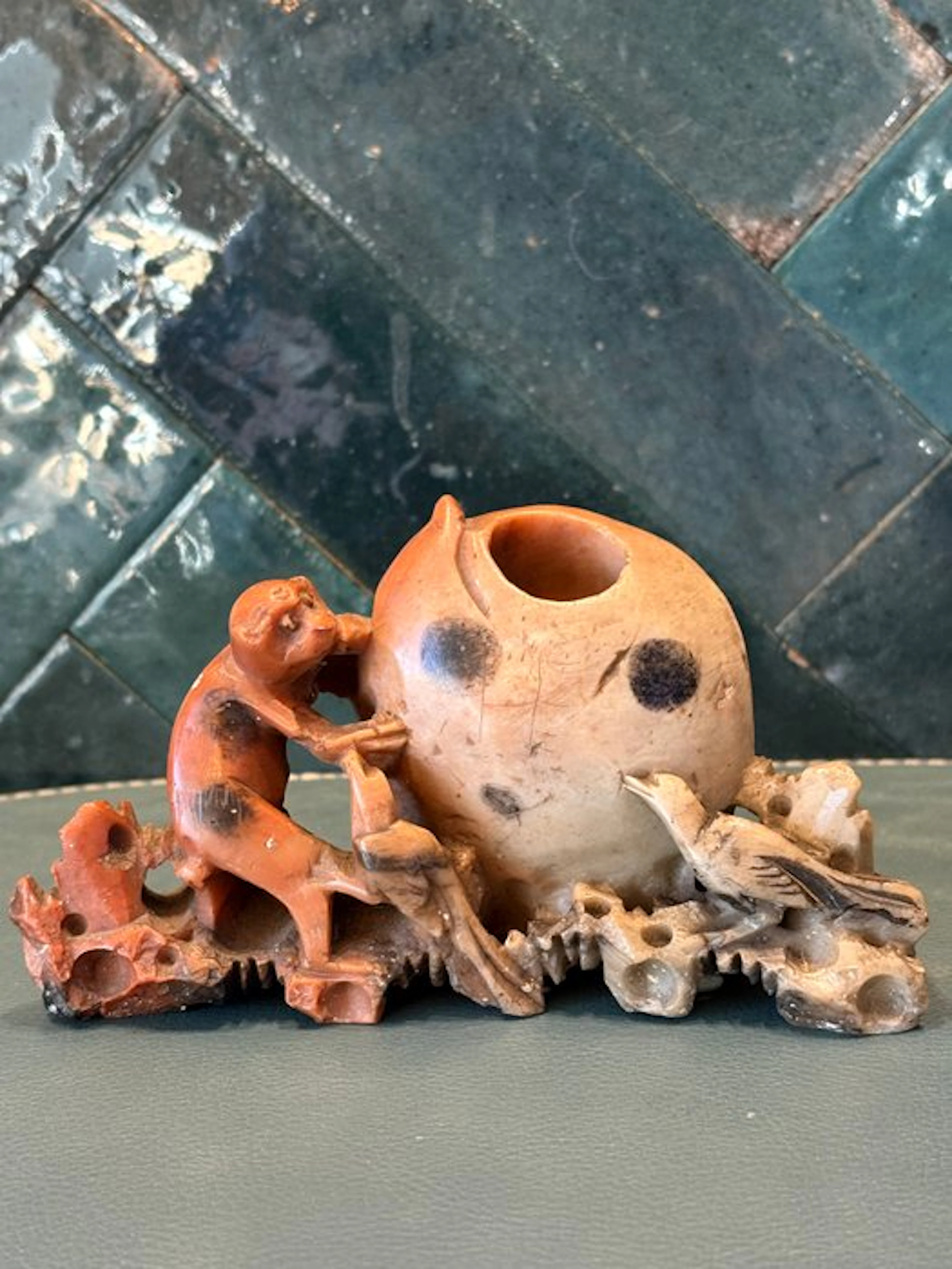Vintage handgesneden Origineel - Pencil box - Soapstone