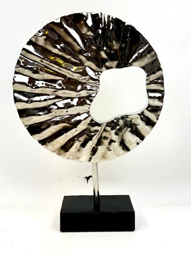 Sculpture, Lavorazione Martellata - 87 cm - Steel, Wood