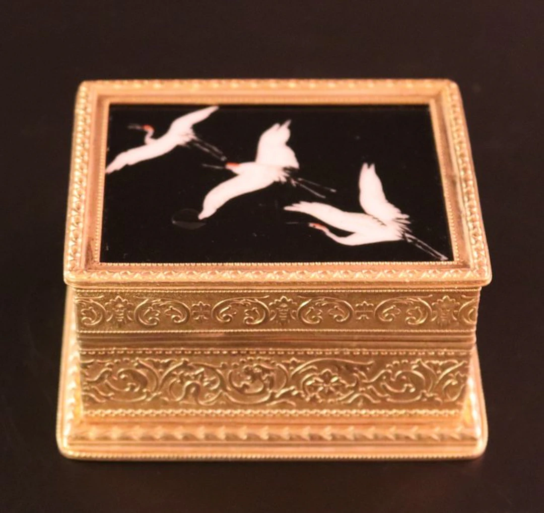 Antiek verguld bijouteriekistje - Jewellery box - Bronze, Porcelain