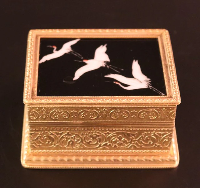 Antiek verguld bijouteriekistje - Jewellery box - Bronze, Porcelain