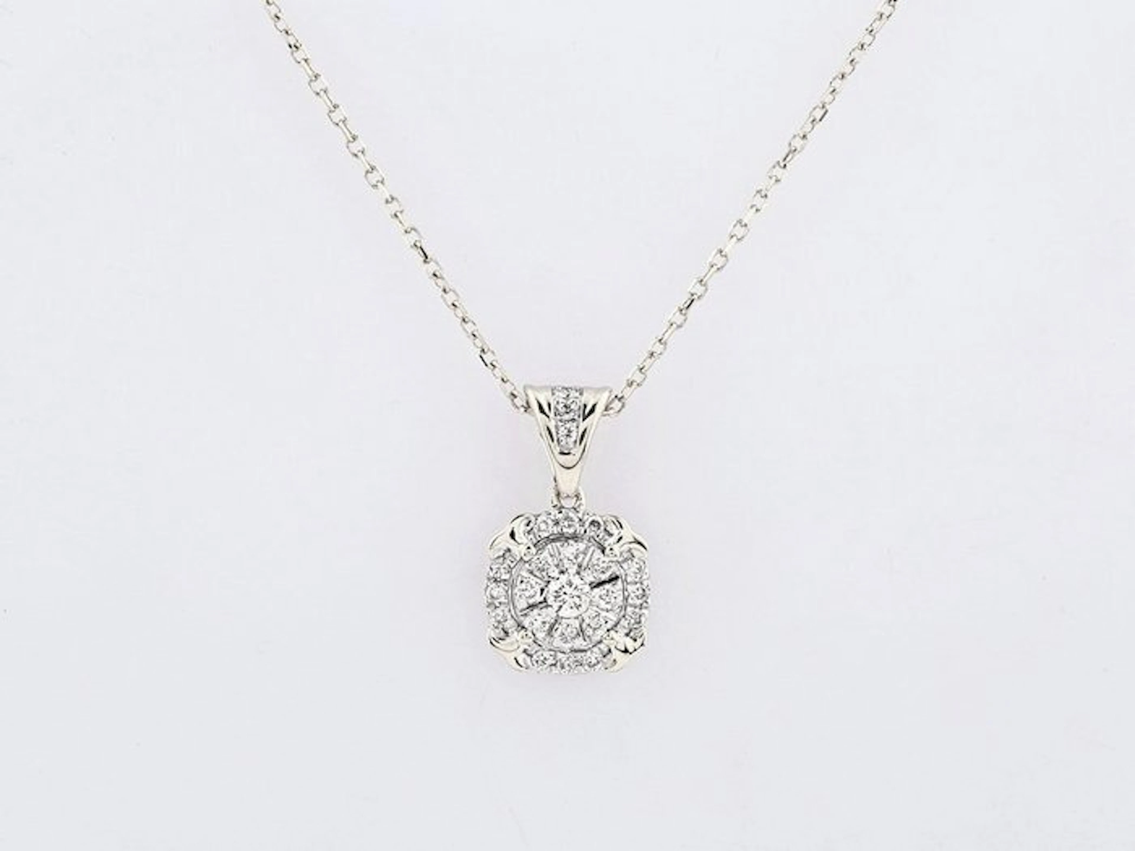 Necklace with pendant - 14 kt. White gold - 0.20ct. tw. Diamond (Natural)