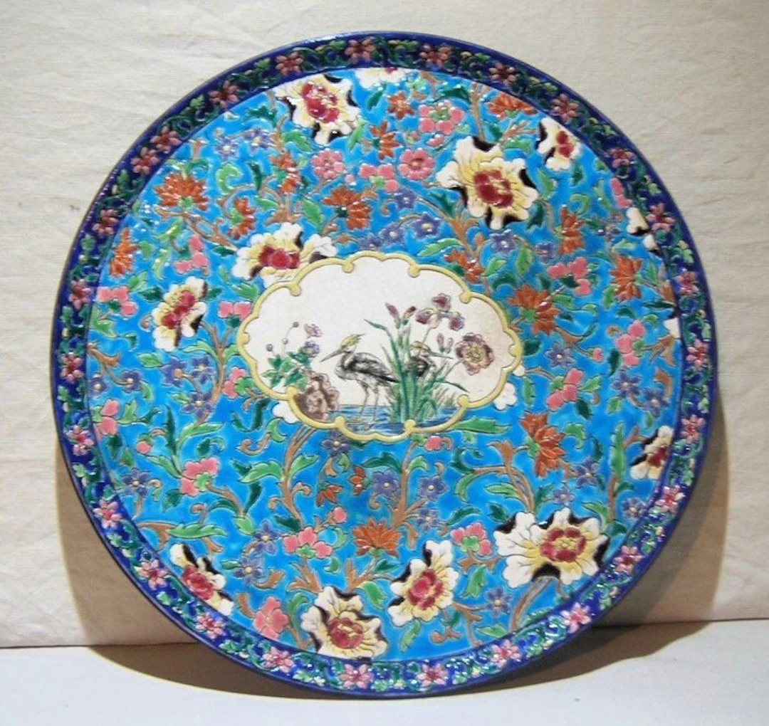 Emaux Longwy - Een fraai geëmailleerd bord - Dish - Ceramic