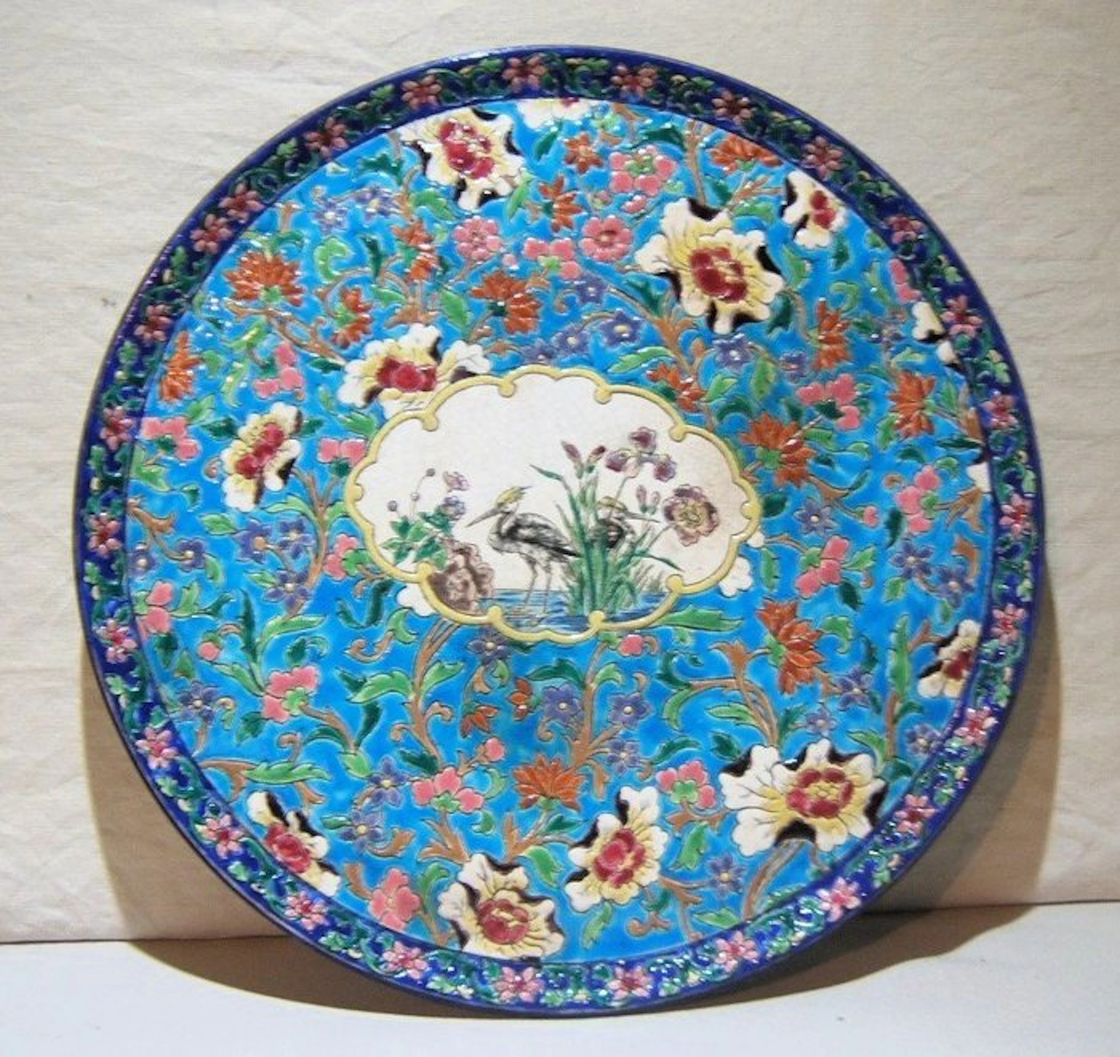 Emaux Longwy - Een fraai geëmailleerd bord - Dish - Ceramic