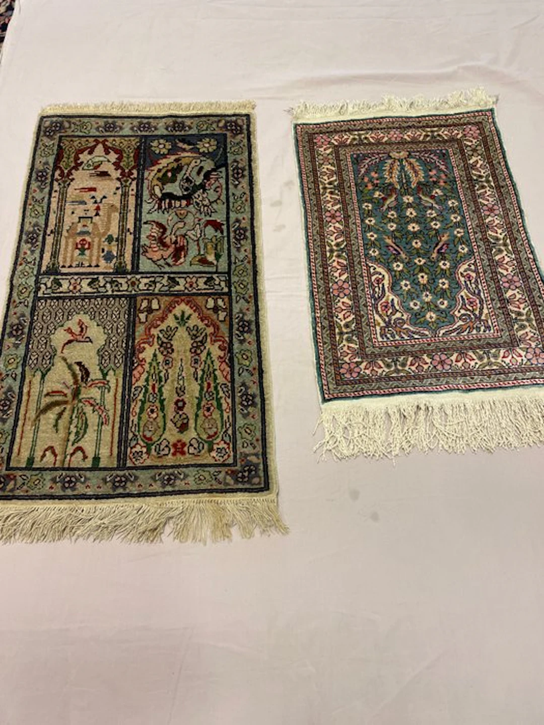 Carpet - 75 cm - 42 cm - 2 Turkish silk rugs.