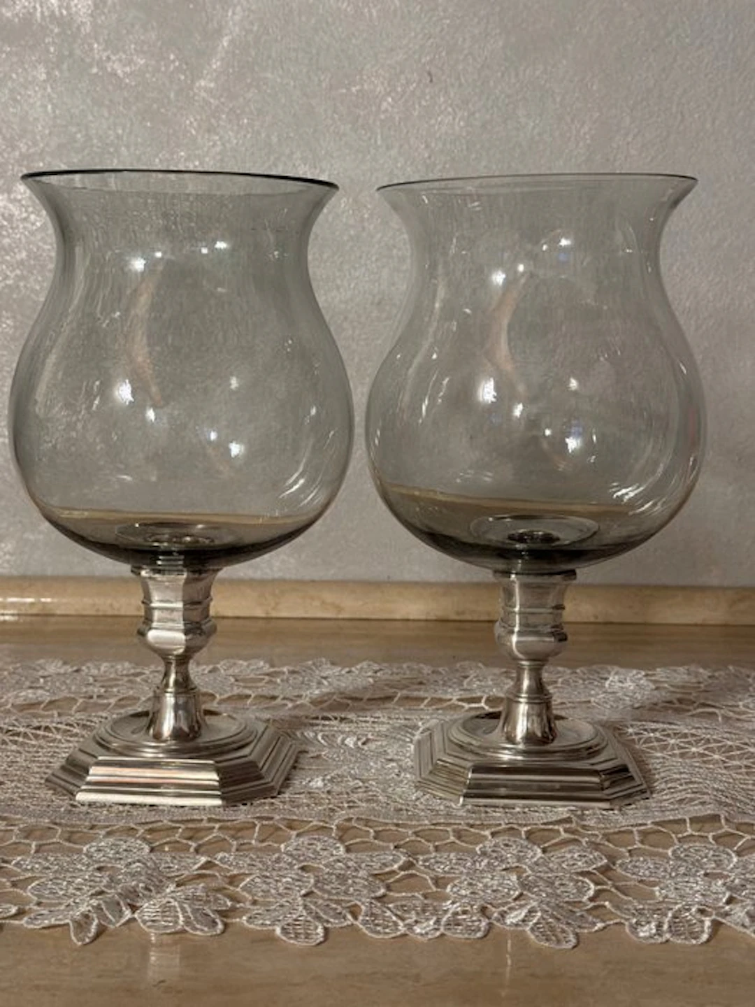 argenteria italiane - Candlestick (2) - colored glass