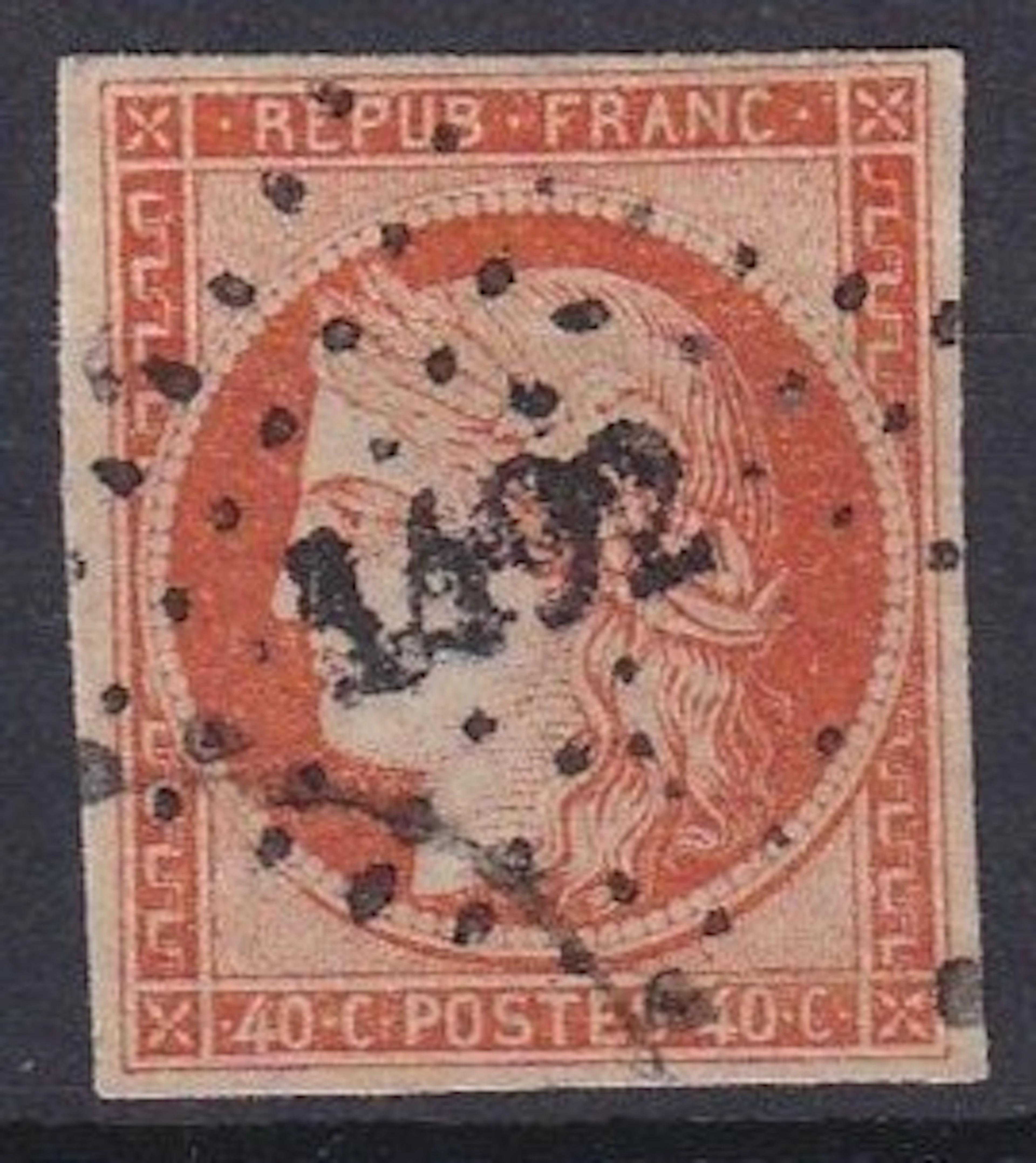 France 1850 - Cérès 40c orange vif - Yvert n°5a