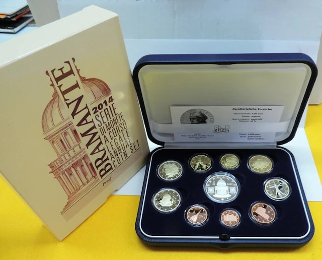 Italy. Proof Set 2014 "Bramante" (incl 2 Euro "Galieo...