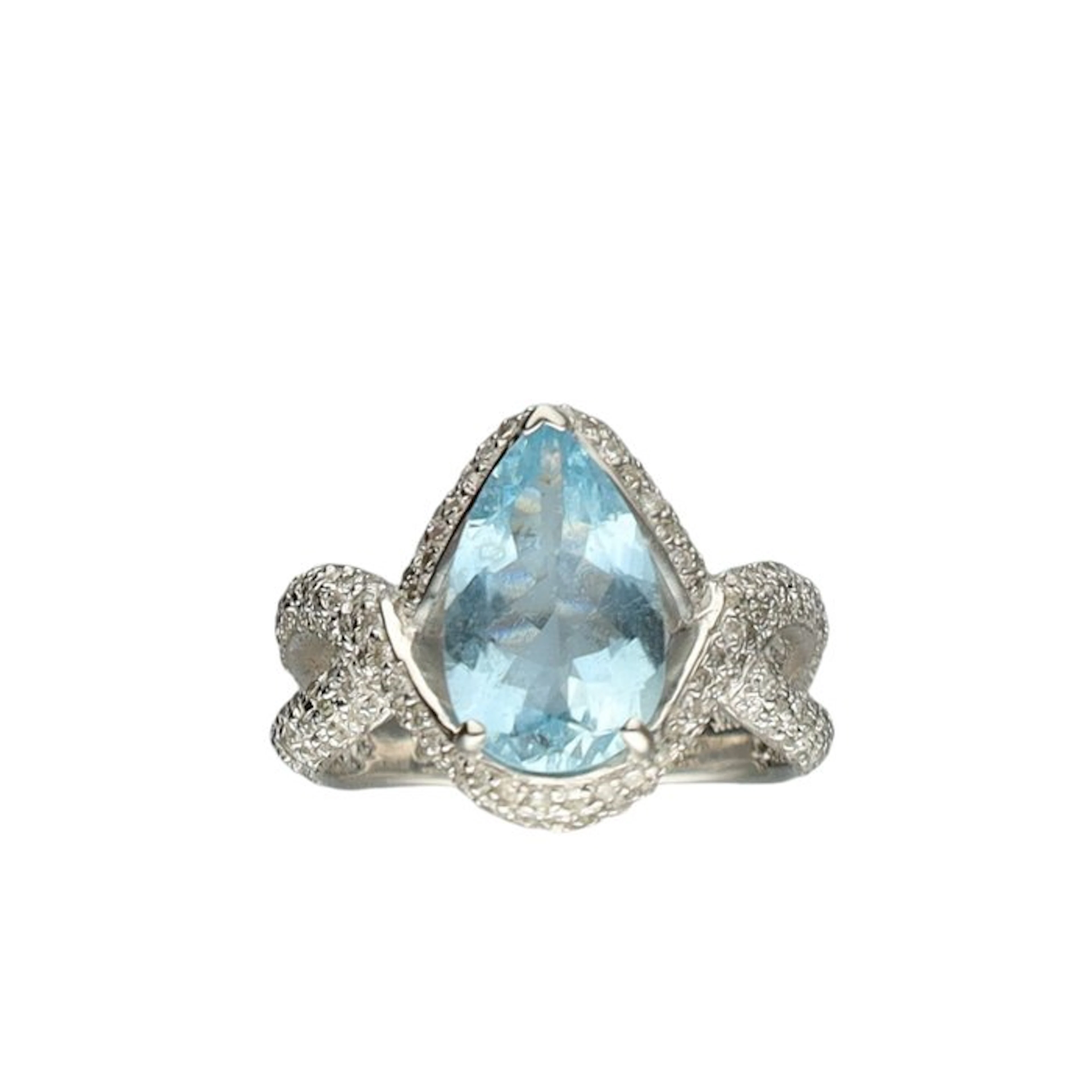 Ring - 18 kt. White gold Diamond (Natural) - Topaz
