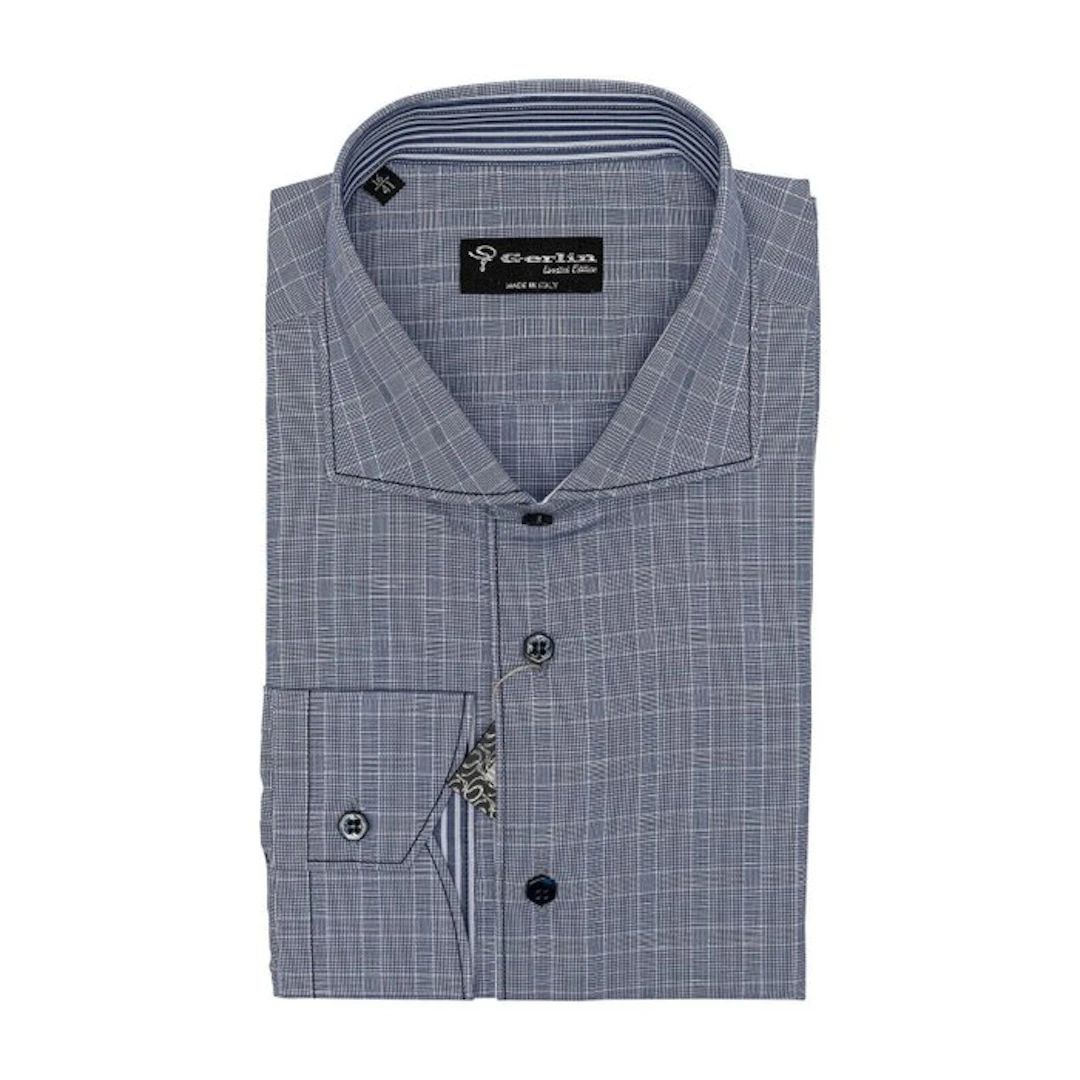 GERLIN - 15 - 38 - Shirt Striped Blue Check Cotton 4P - Shirt - New with tags