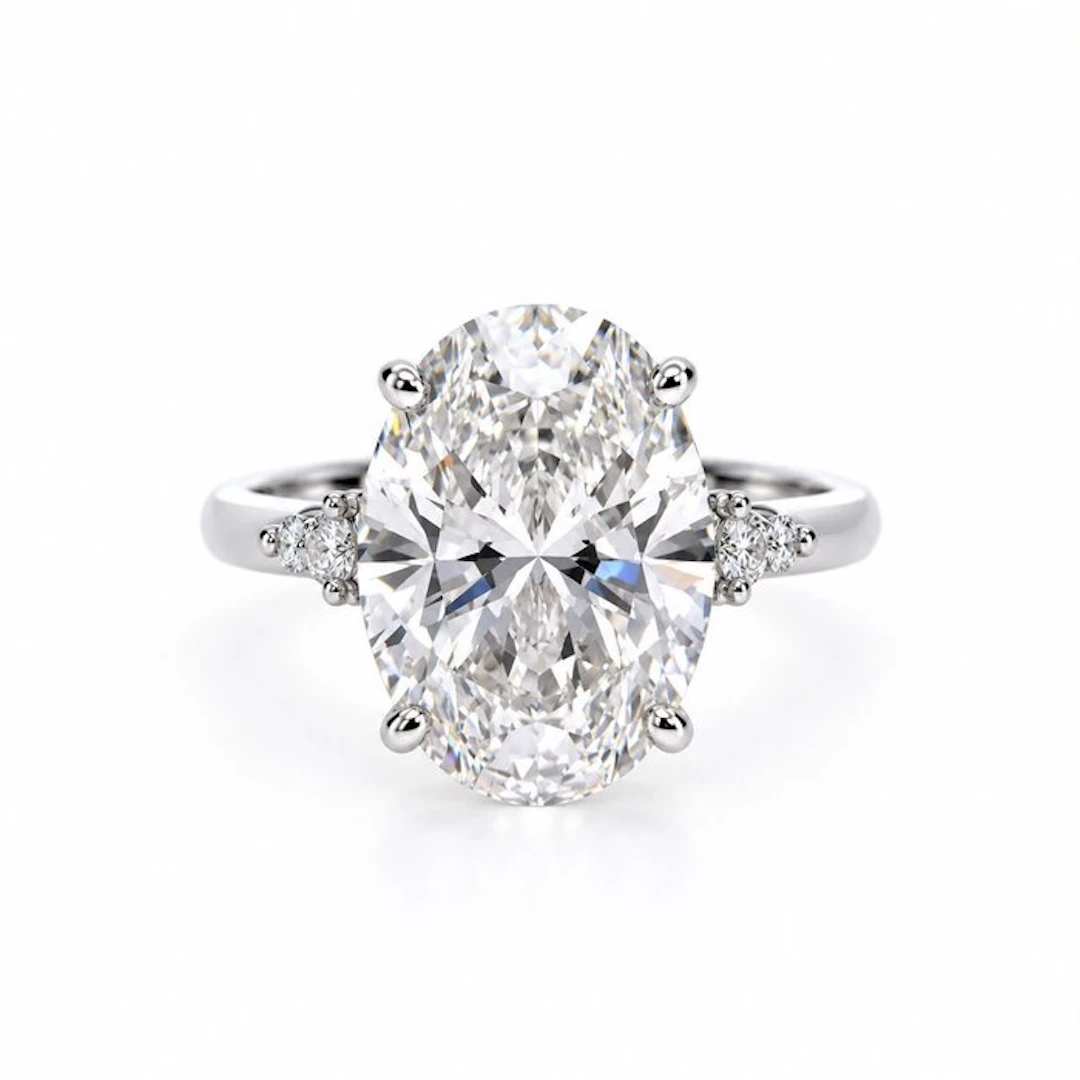 Ring - 14 kt. White gold - 7.27ct. tw. Diamond (Lab-grown) - Diamond
