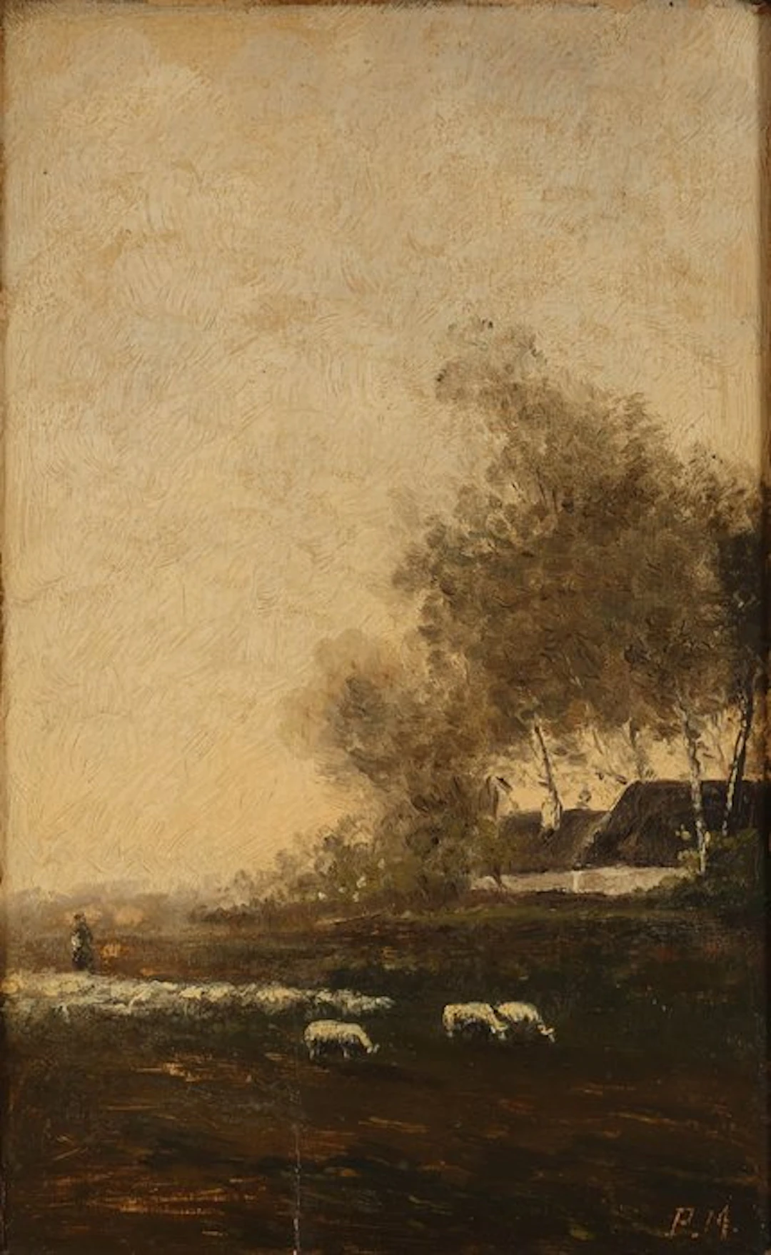 Dutch school (XX) - Herder met schapen