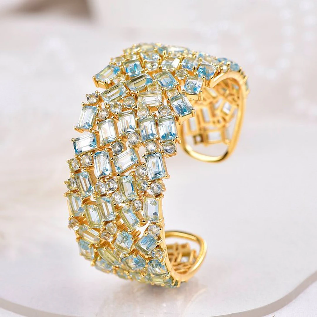 No reserve price - Bracelet Silver - Topaz - Certified