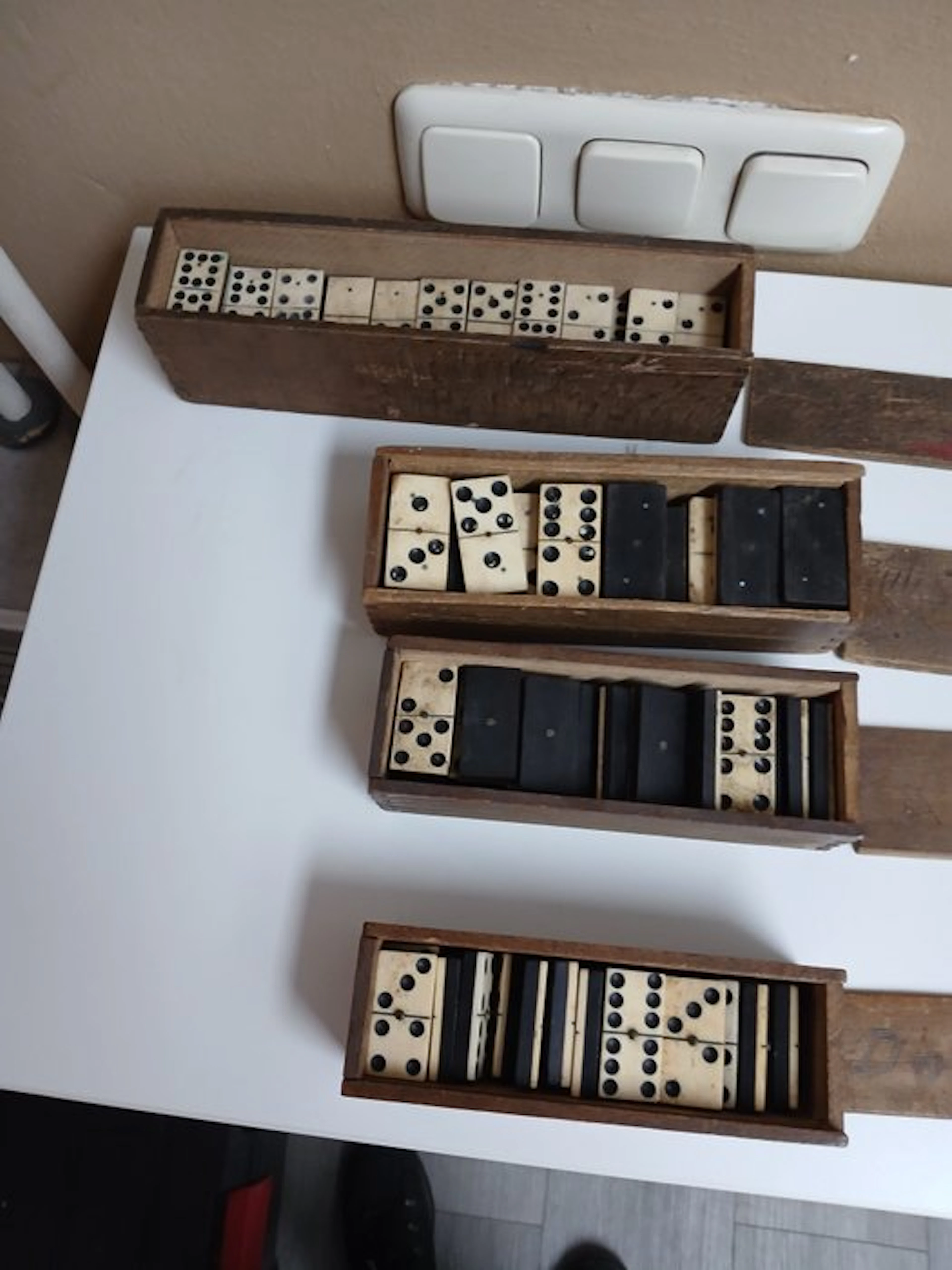Board game - dominospellen been/ebbenhout 1880/1920 - ebony wood/bone