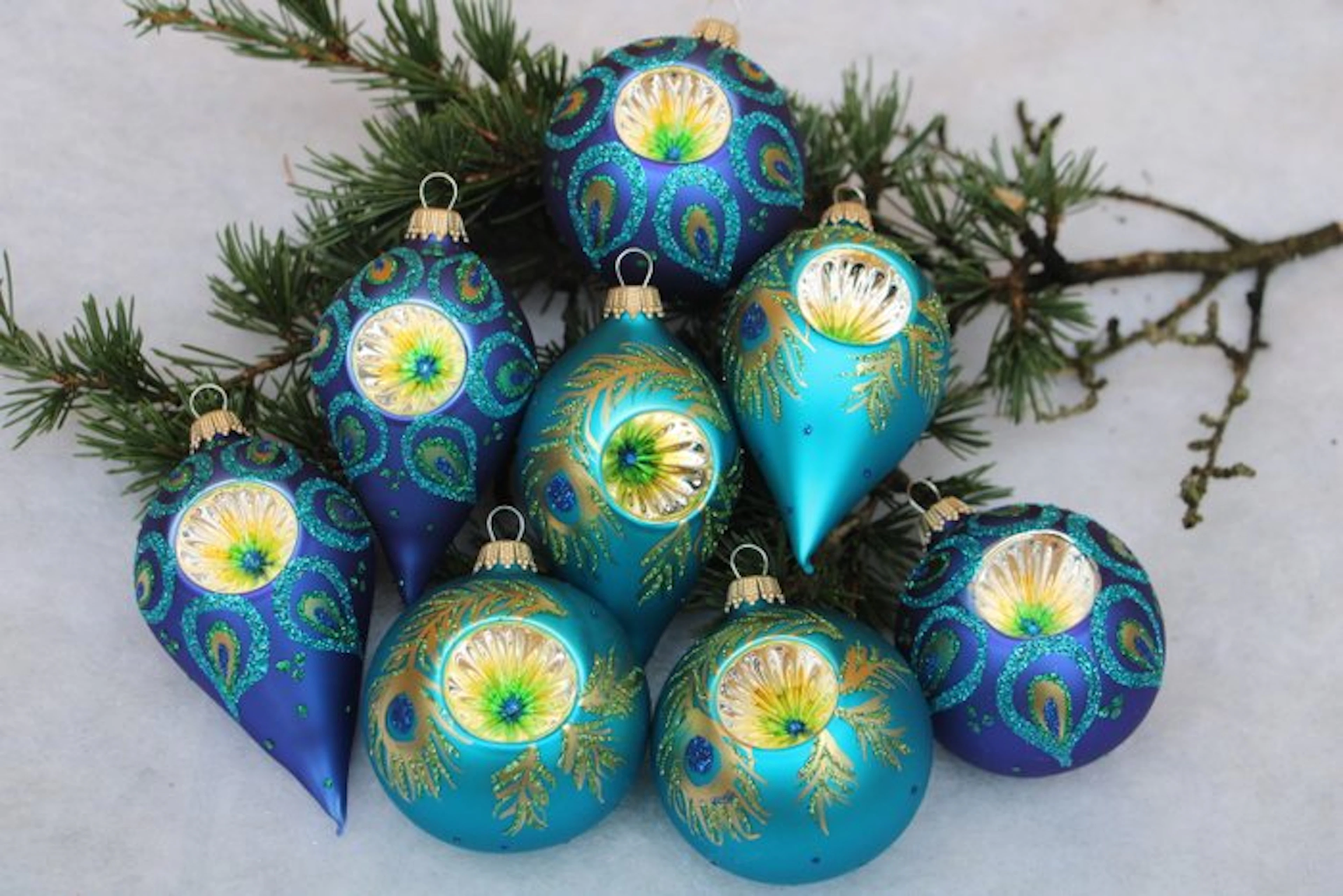 Krebs: het Pauwenset - Christmas figurine Lauscha (8) - Glass