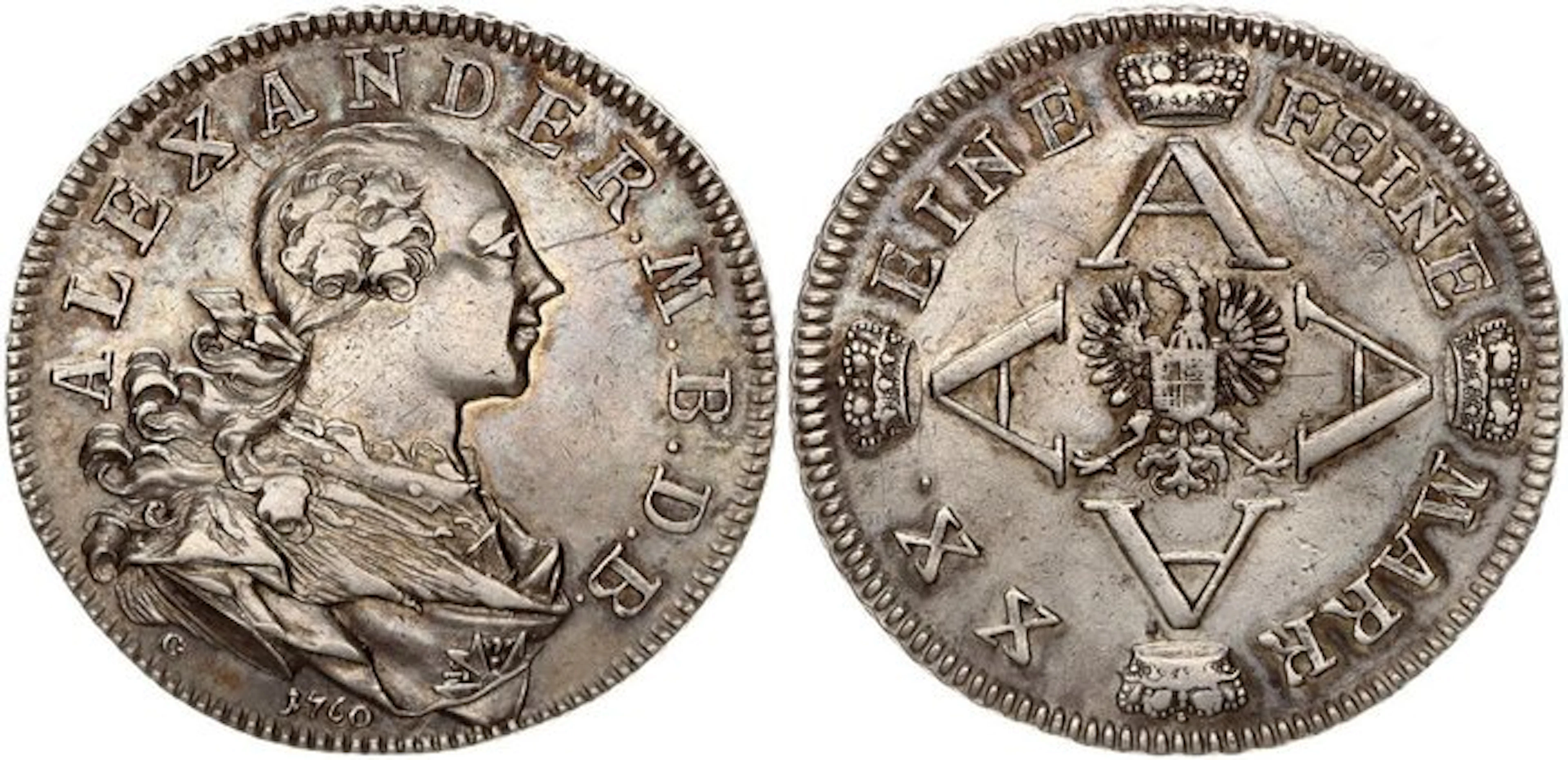 Deutschland Brandenburg-Ansbach. Alexander. 1/2 Konventionstaler 1760
