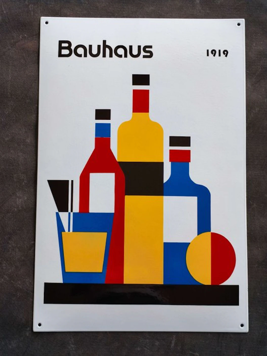 Bauhaus - enamel sign BAUHAUS Flaschen Bottles Emailschild Emaille Schild