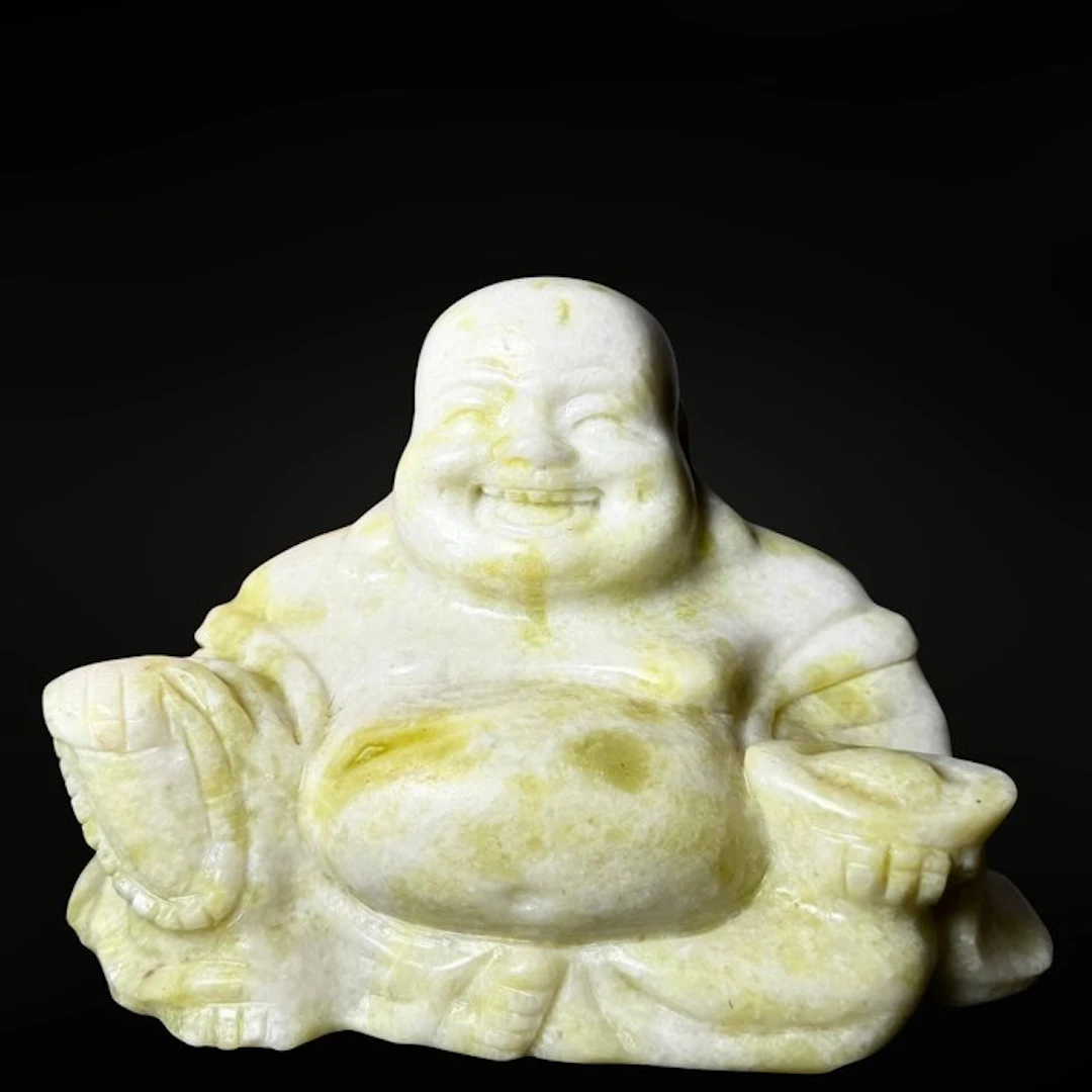Lemon Jade Buddha XXL - Premium Carving - Height: 140 mm...