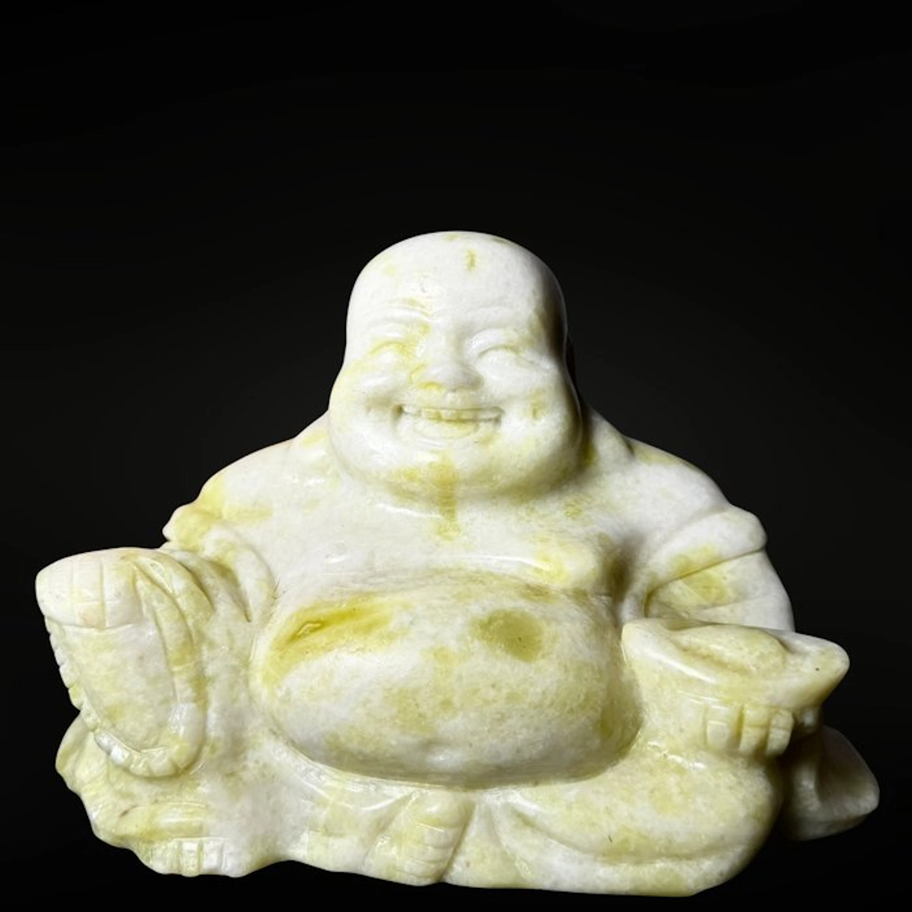 Lemon Jade Buddha XXL - Premium Carving - Height: 140 mm...