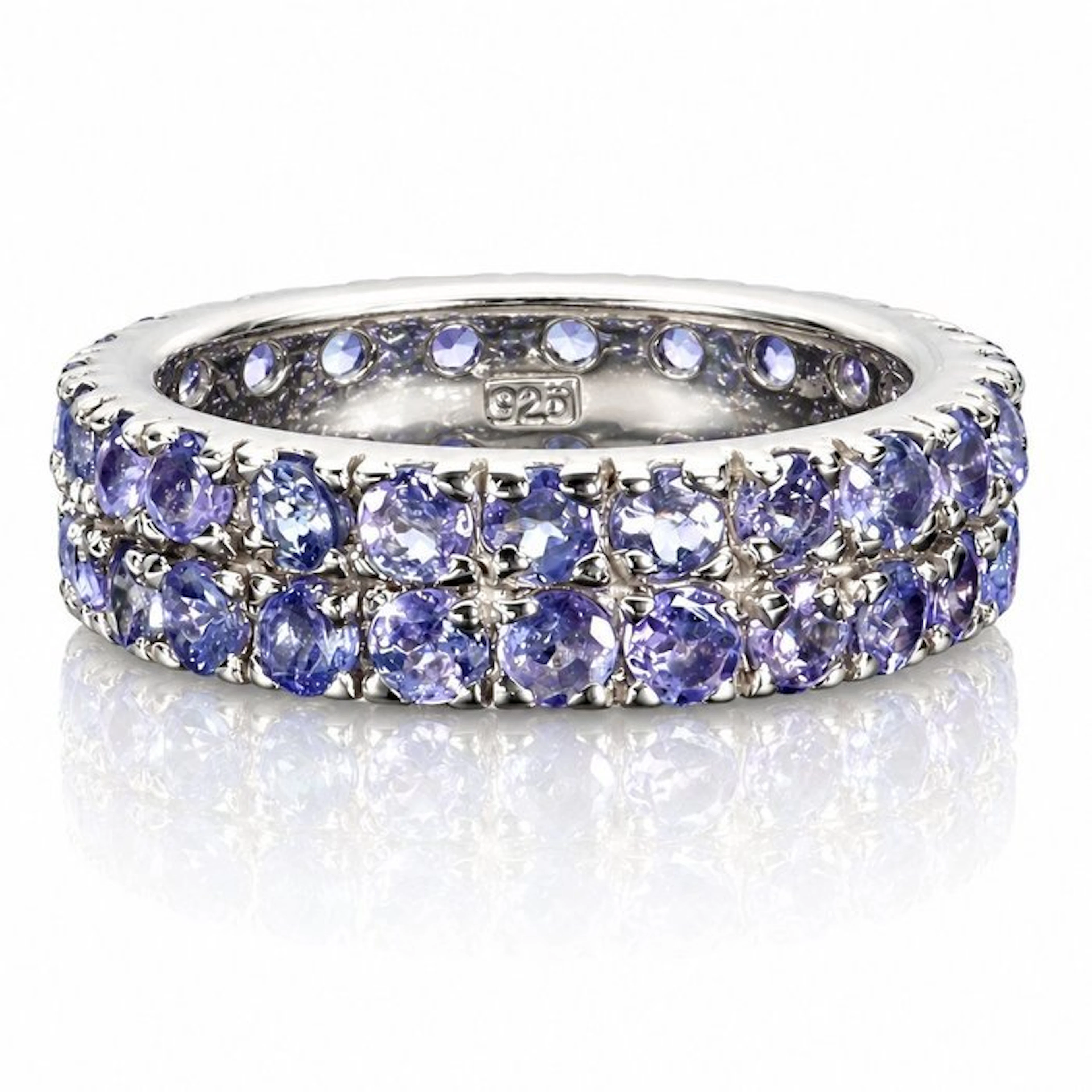 No reserve price - Ring 925 silver white-gold plated - Tanzanite -