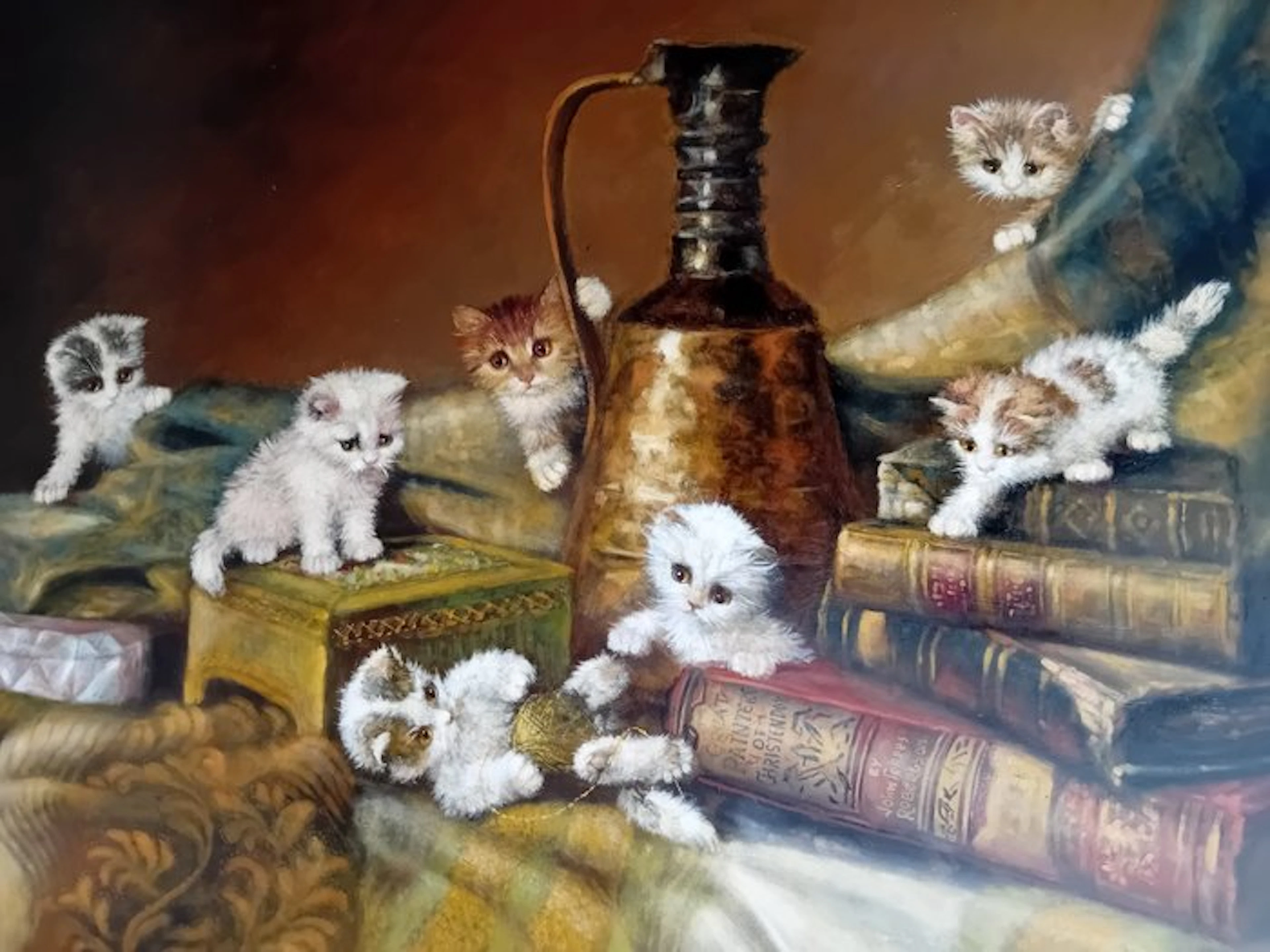 J. W. van Trirum (1924-2011) - Groot poezen/kittens schilderij