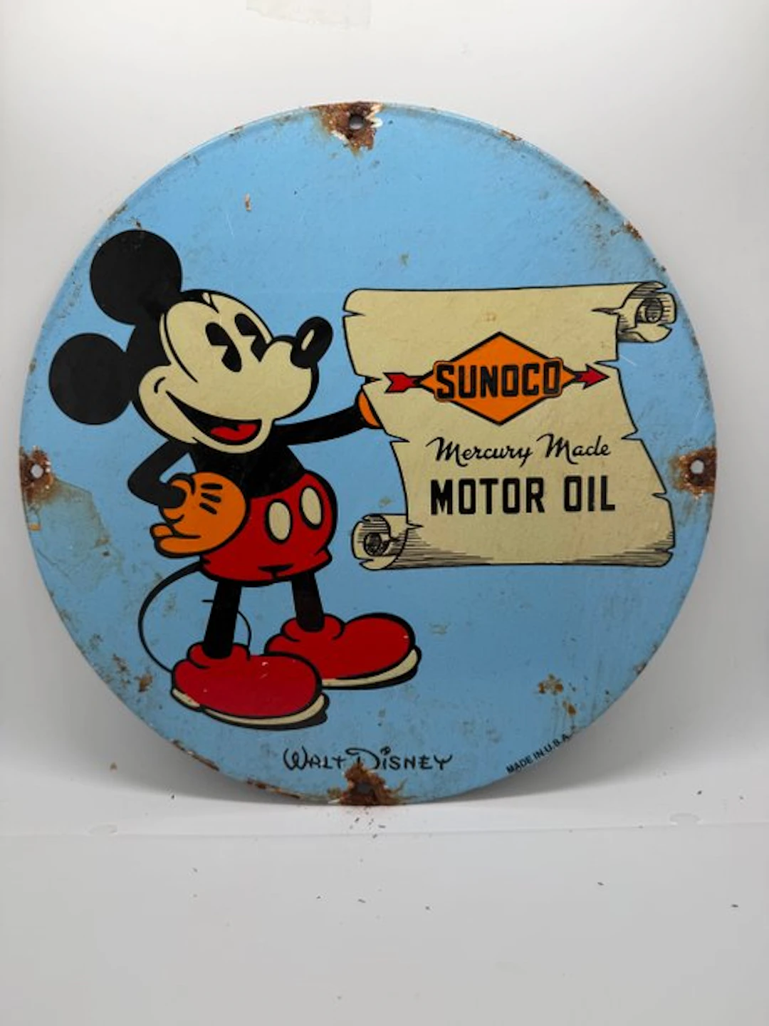 Sunoco - Sunoco Mickey Motor Oil enamel board - Walt...