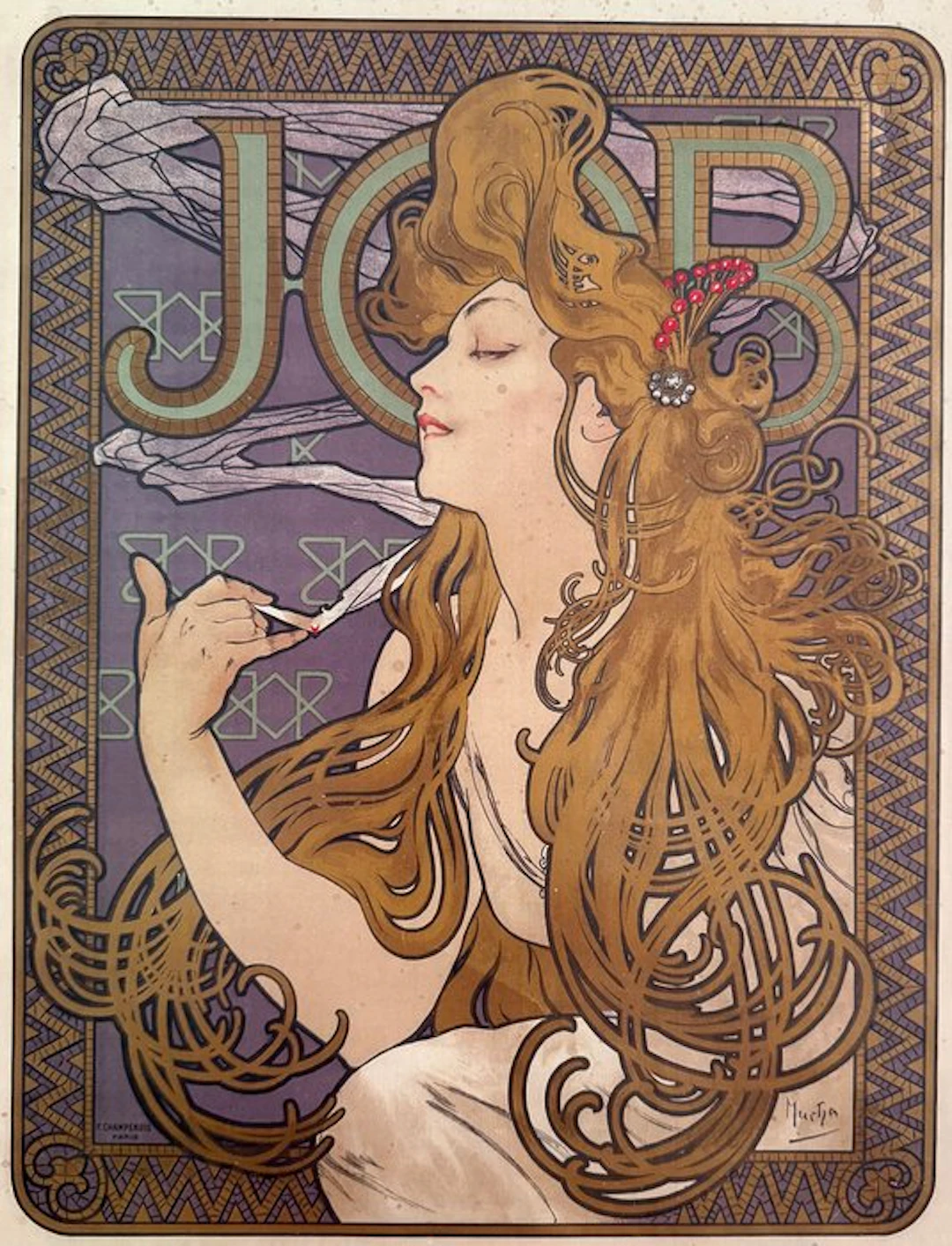 Marie Alphonse Mucha - “JOB, 1896”. Gesigneerd in de plaat.