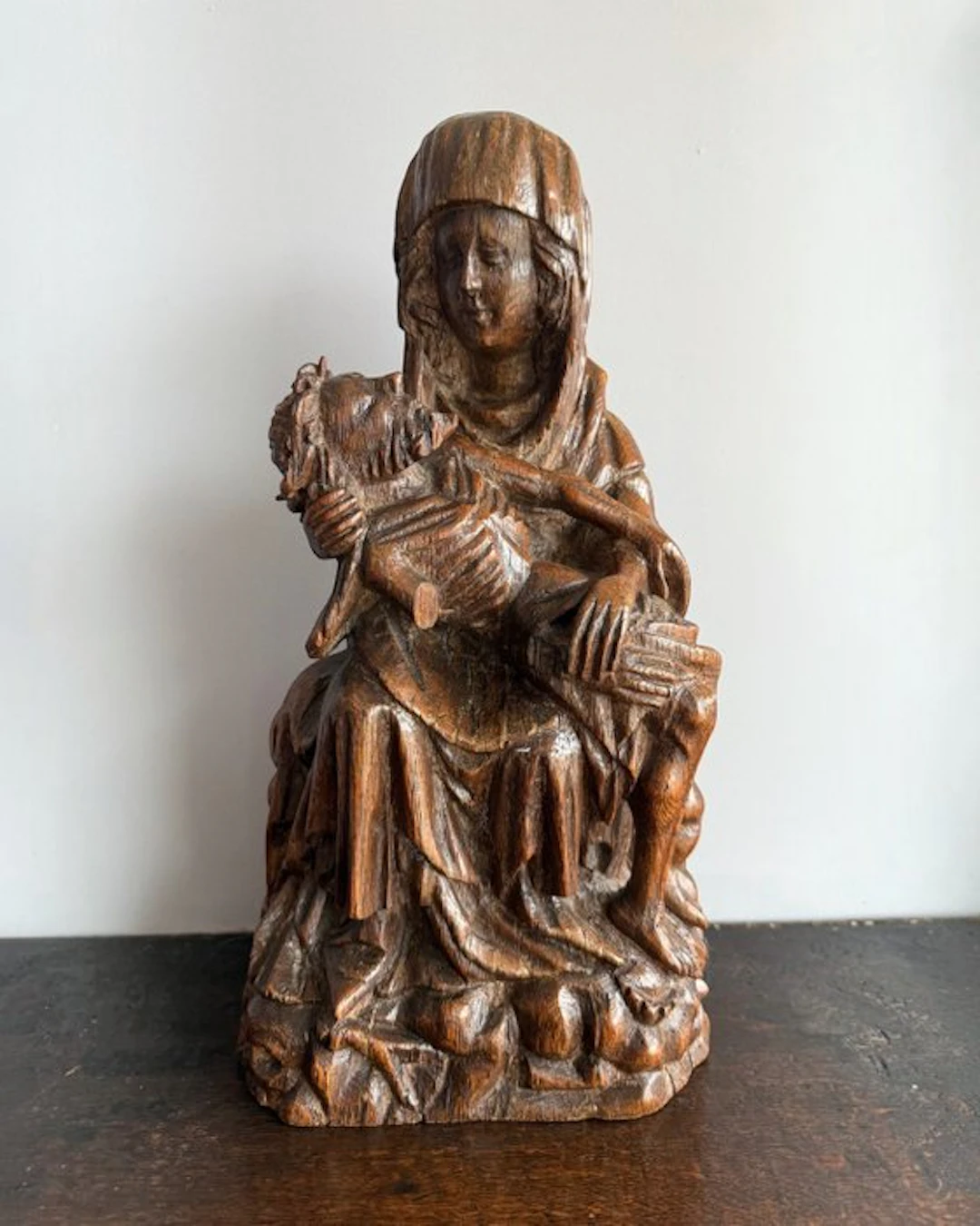 Sculpture, Pïeta - 43 cm - Oak