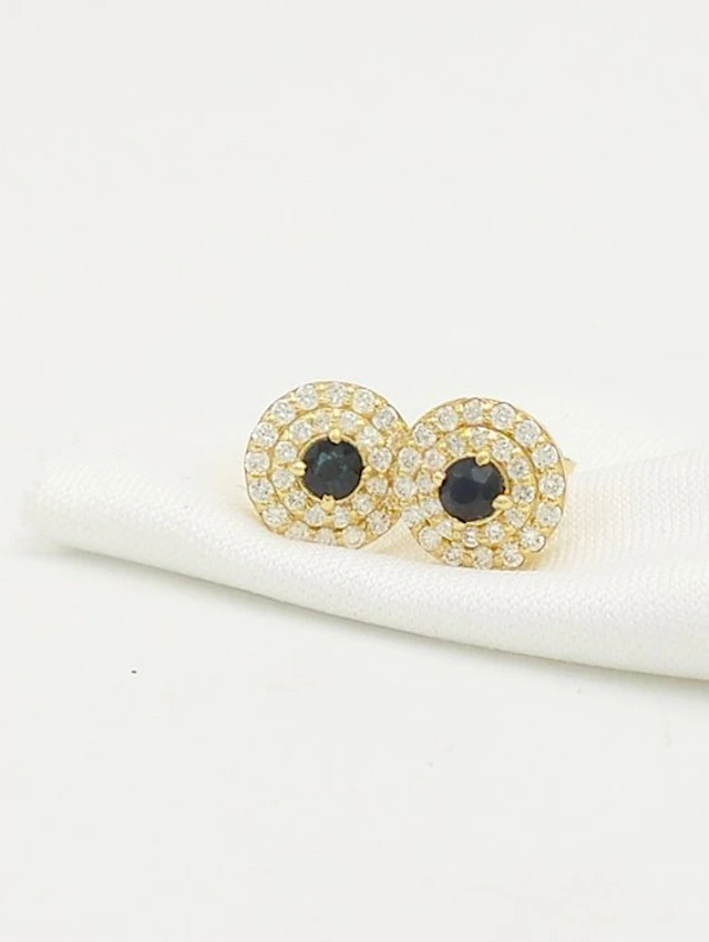 No reserve price - Earrings - 14 kt. Yellow gold Sapphire - Diamond