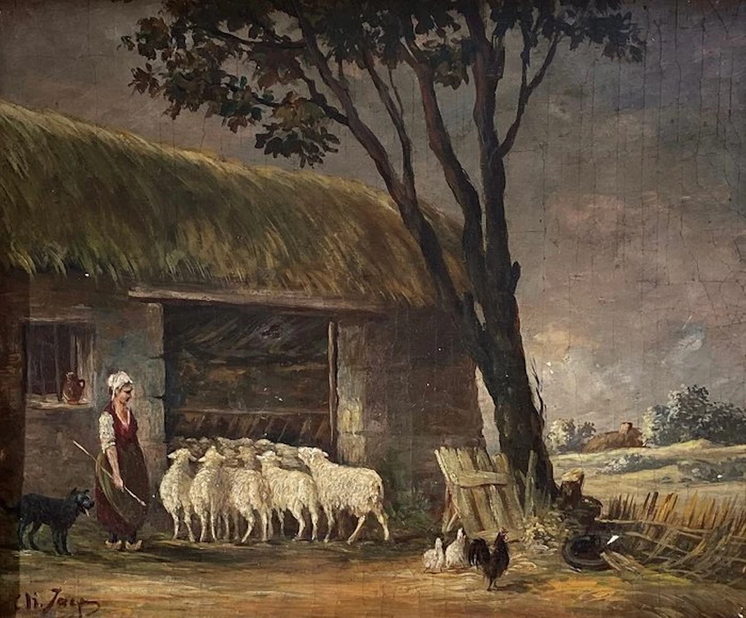 Charles Emile Jacques (1813-1894), Attributed to - Bergères et ses moutons