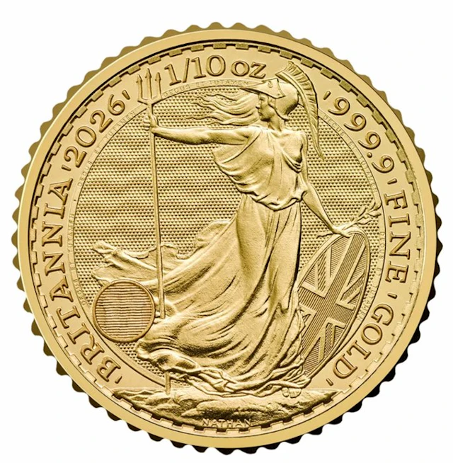 United Kingdom. 10 Pounds 2026, Britannia, 1/10 oz